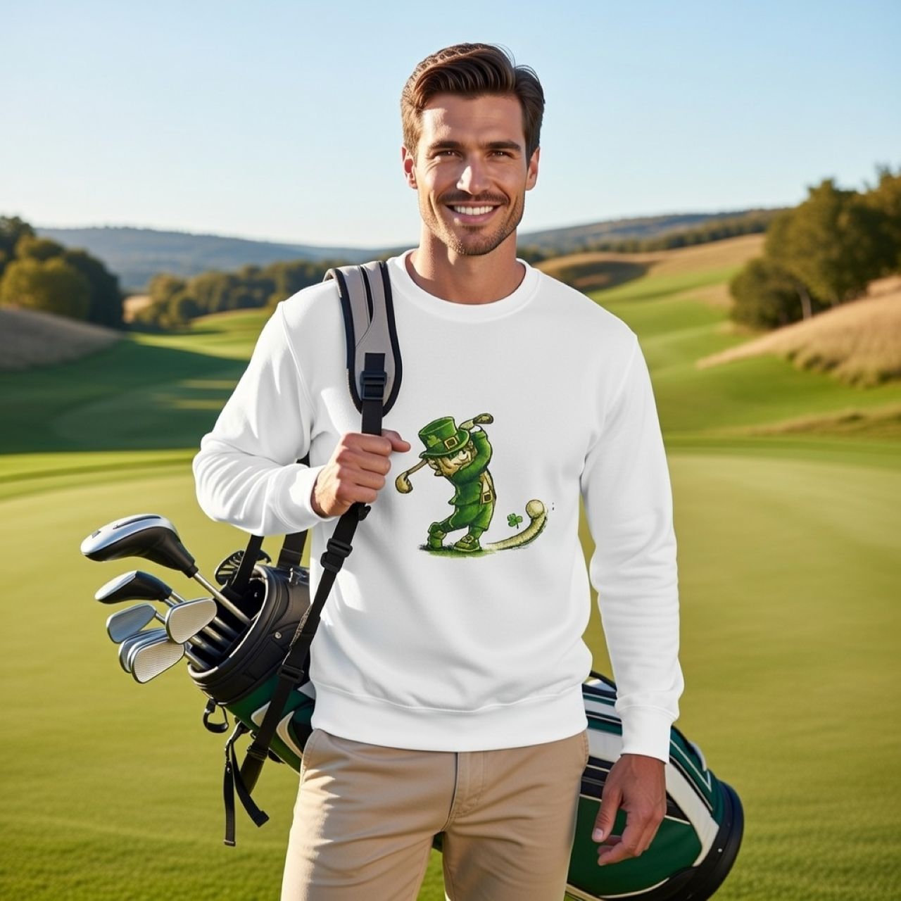 Lucky Golf Sweatshirt – Rugged St. Patrick’s Day Crewneck product thumbnail image Lucky Golf Sweatshirt – Rugged St. Patrick’s Day Crewneck product thumbnail image