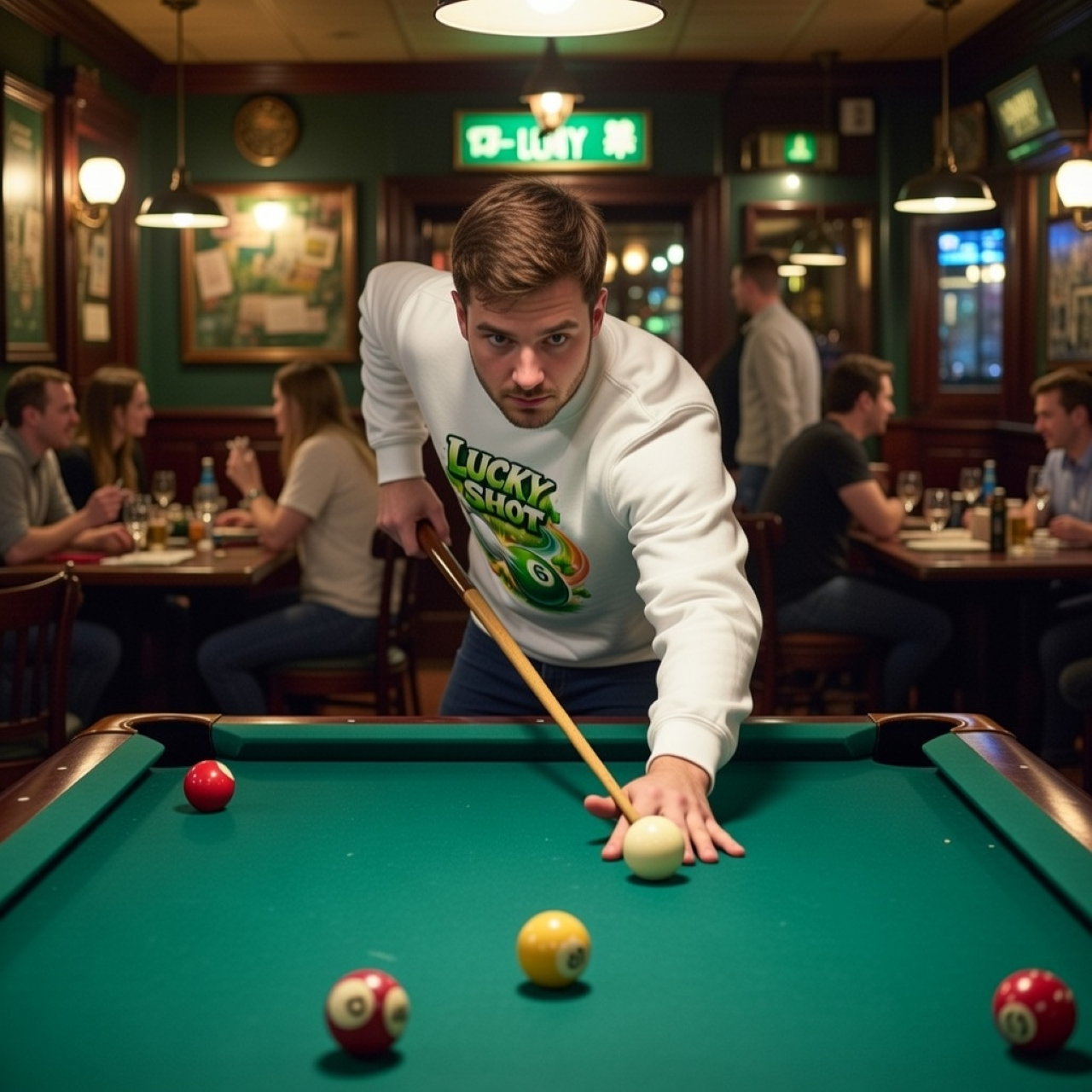Lucky Shot Sweatshirt – Retro Billiards Crewneck product thumbnail image Lucky Shot Sweatshirt – Retro Billiards Crewneck product thumbnail image