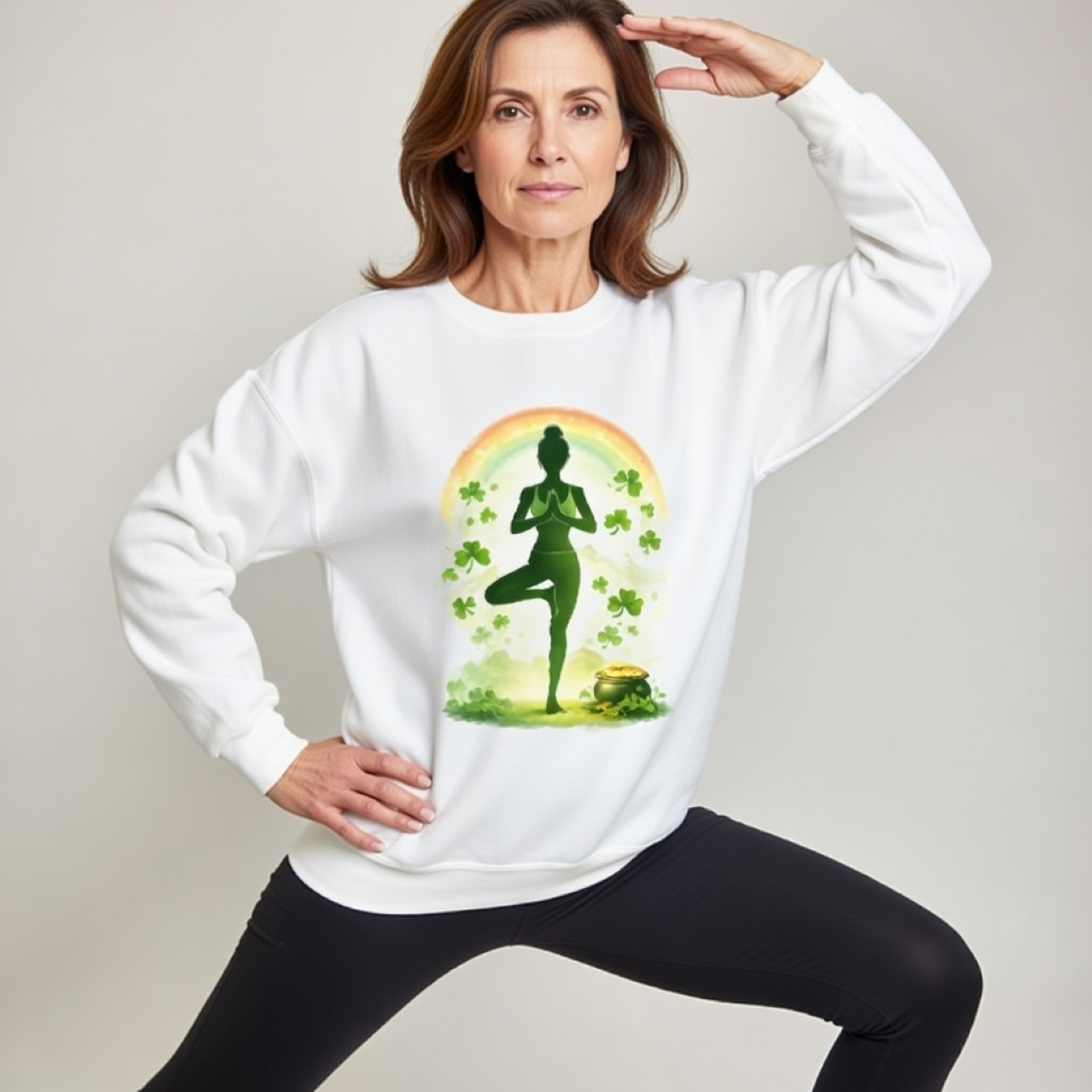 Lucky Flow Sweatshirt – St. Patrick’s Day Yoga Sweatshirt product thumbnail image Lucky Flow Sweatshirt – St. Patrick’s Day Yoga Sweatshirt product thumbnail image