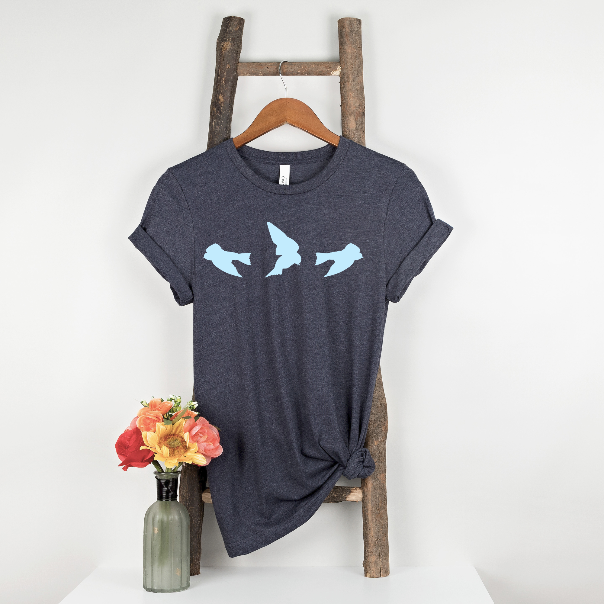 Tree Swallow Silhouettes T-shirt, Bird Silhouette Tee, Bird Lover Gift, Nature Lover Shirt, Nature-Inspired Apparel product thumbnail image
