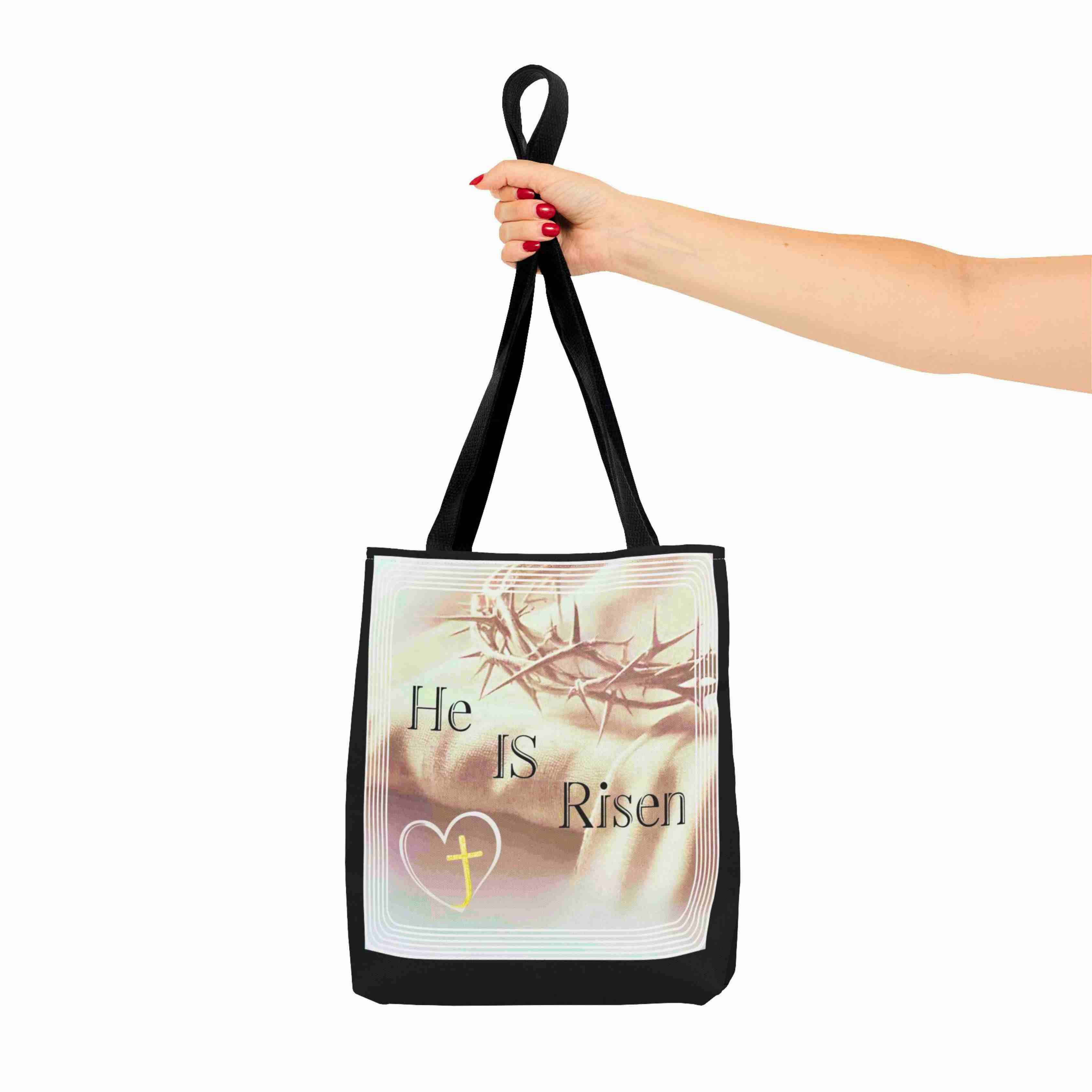 He Is Risen Tote Bag 16"x16" | Christian Easter Resurrection Cross Design product thumbnail image