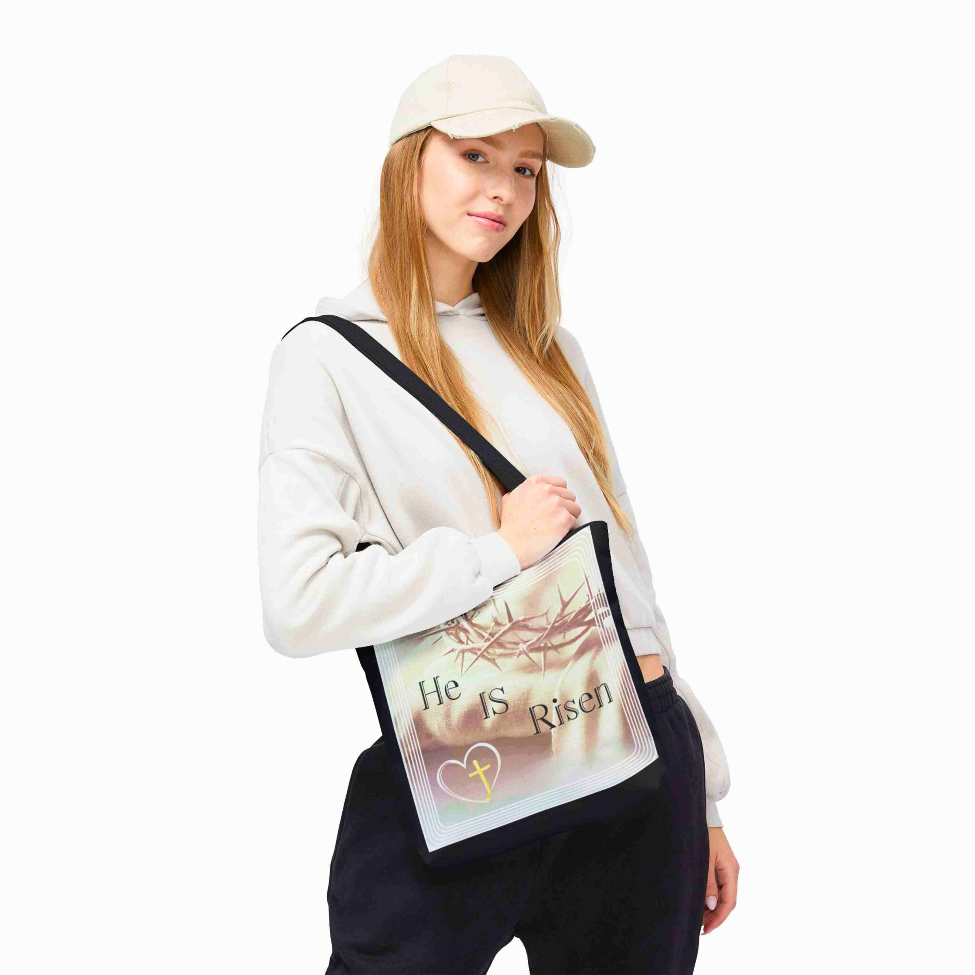 He Is Risen Tote Bag 16"x16" | Christian Easter Resurrection Cross Design product thumbnail image He Is Risen Tote Bag 16"x16" | Christian Easter Resurrection Cross Design product thumbnail image