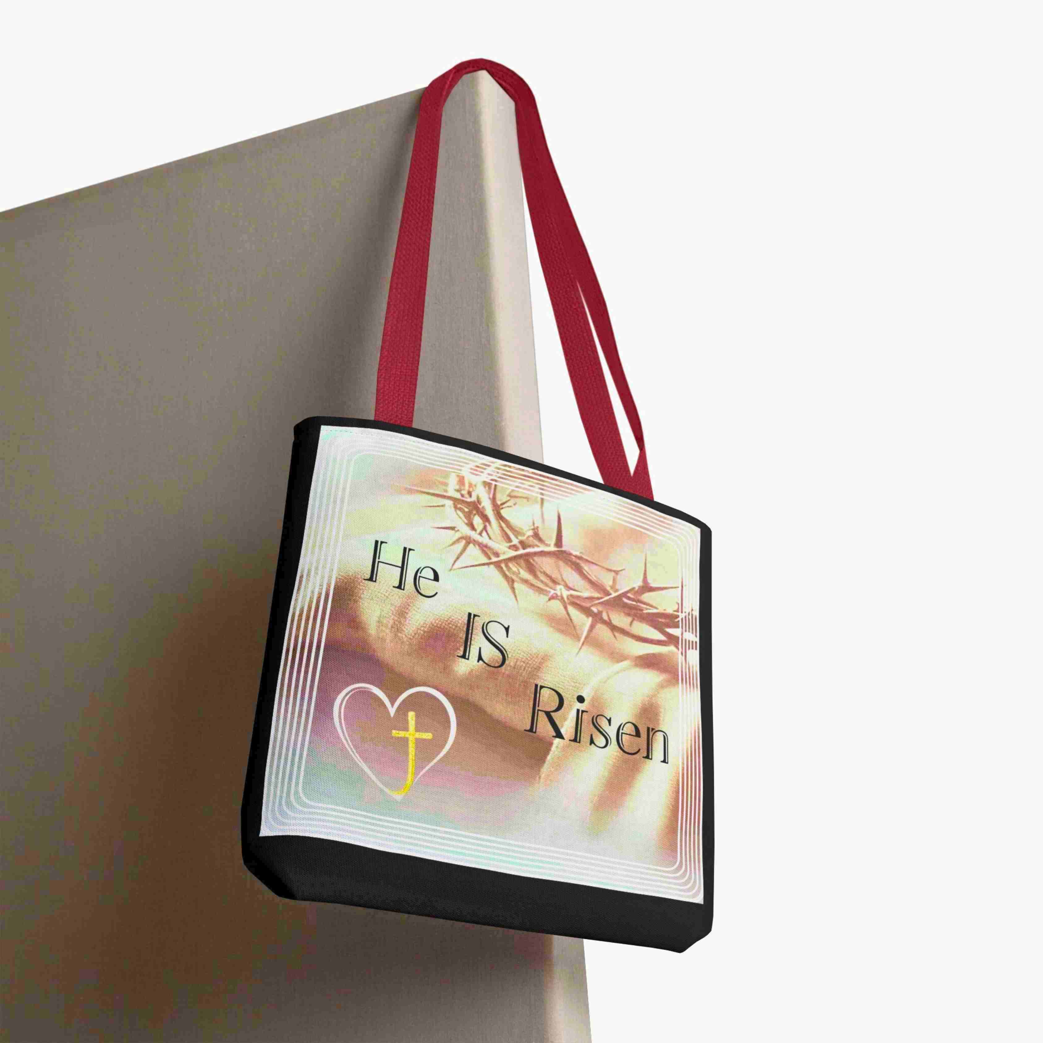 He Is Risen Tote Bag 16"x16" | Christian Easter Resurrection Cross Design product thumbnail image