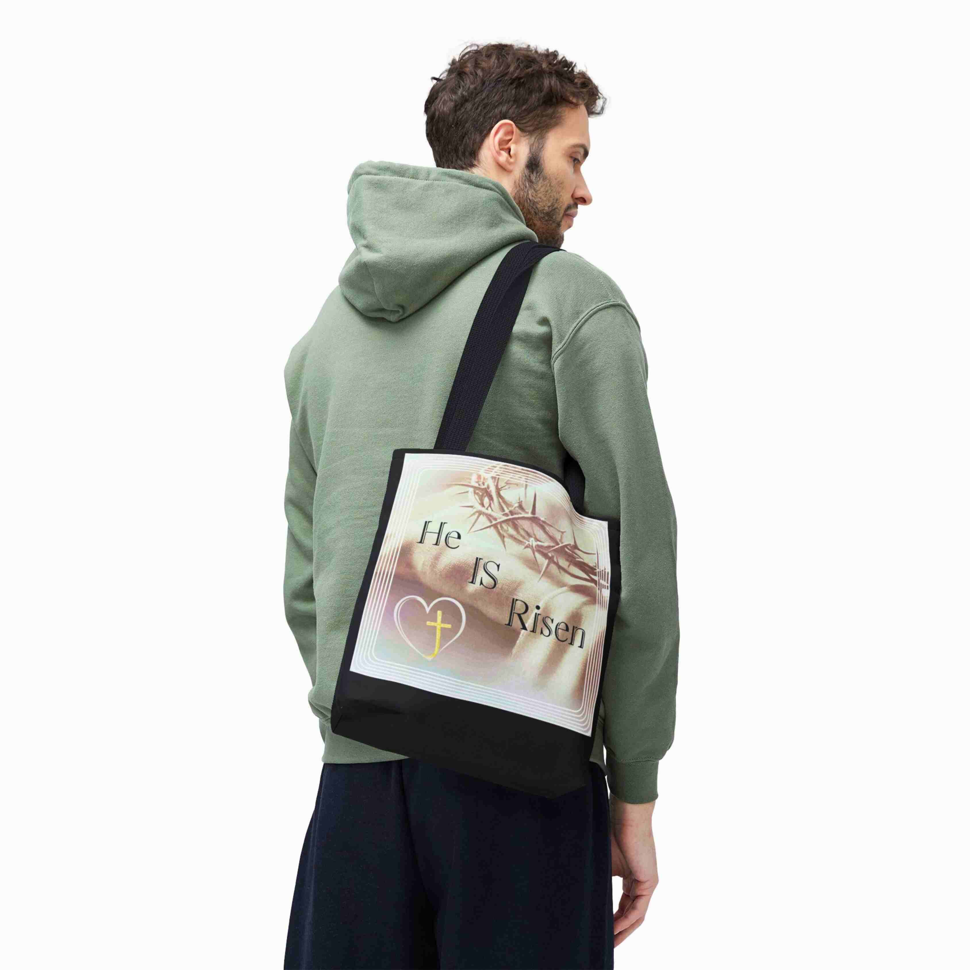 He Is Risen Tote Bag 16"x16" | Christian Easter Resurrection Cross Design product thumbnail image