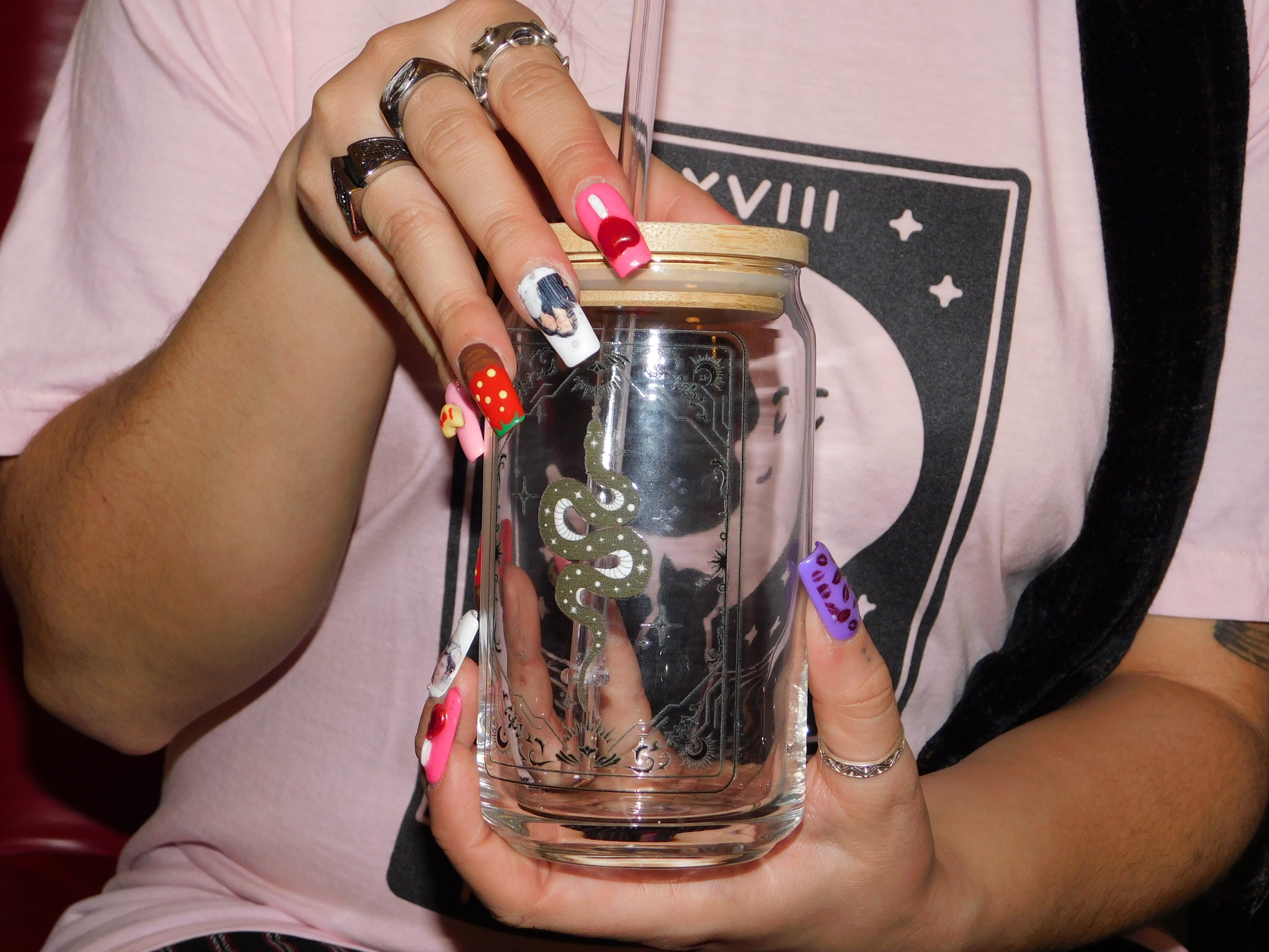 Snake Tarot Design Sipper Glass