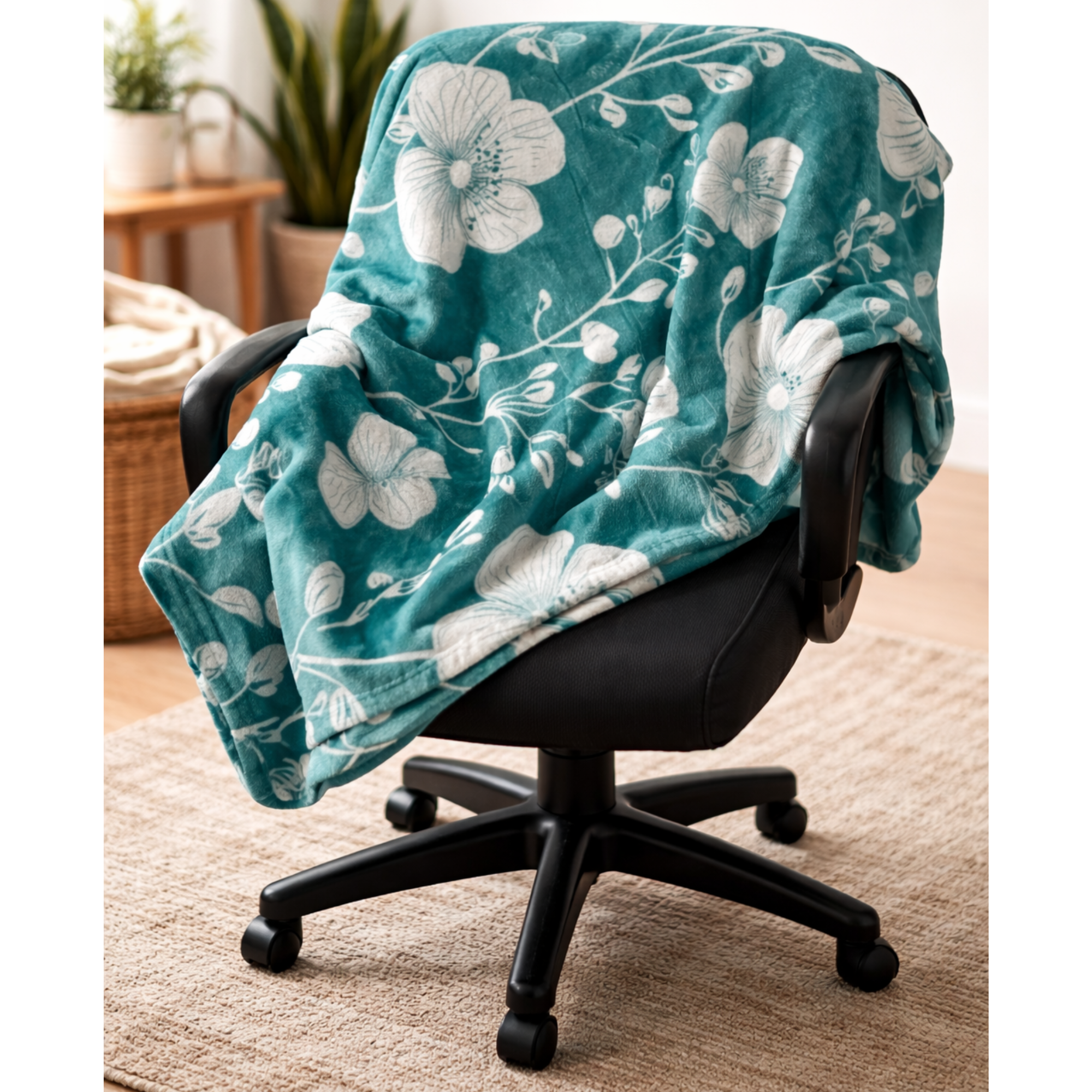 Teal Floral Cozy Plush Blanket – Soft, Stylish &amp; Perfect for Everyday Comfort