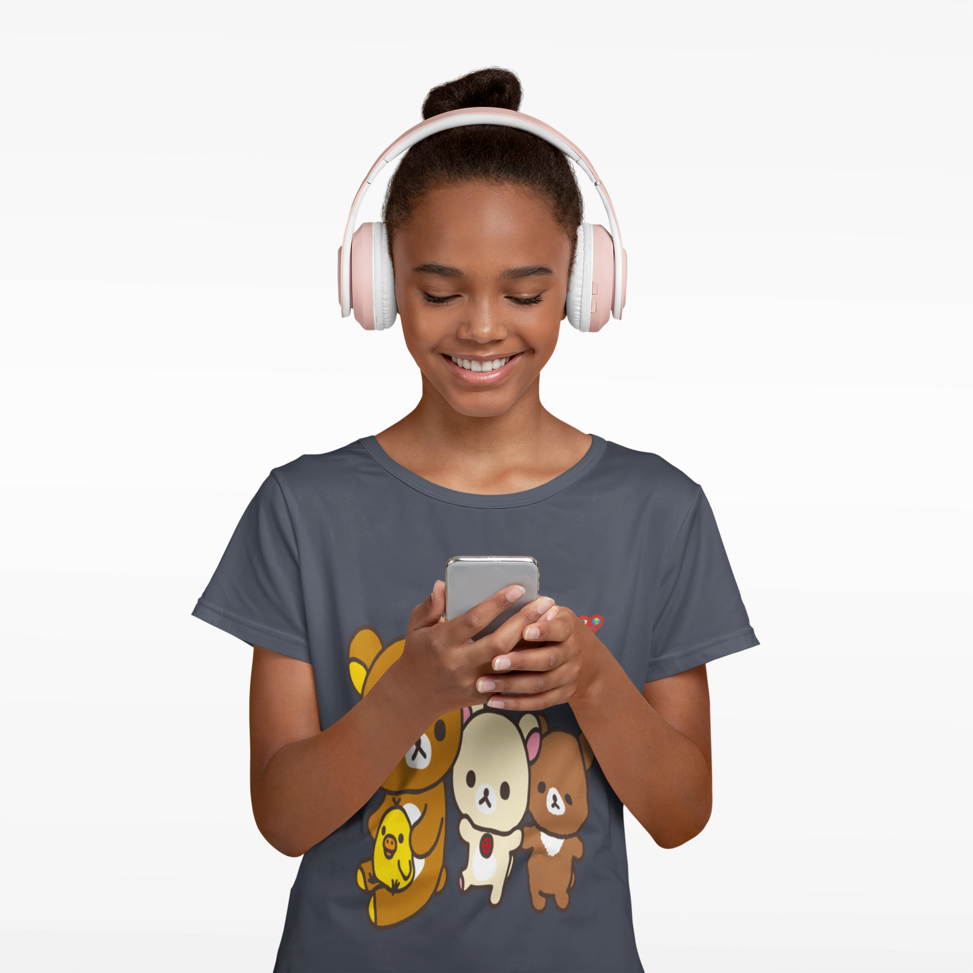 Kids Tee — Cute Rilakkuma Family Bears Graphic (Heart) product thumbnail image