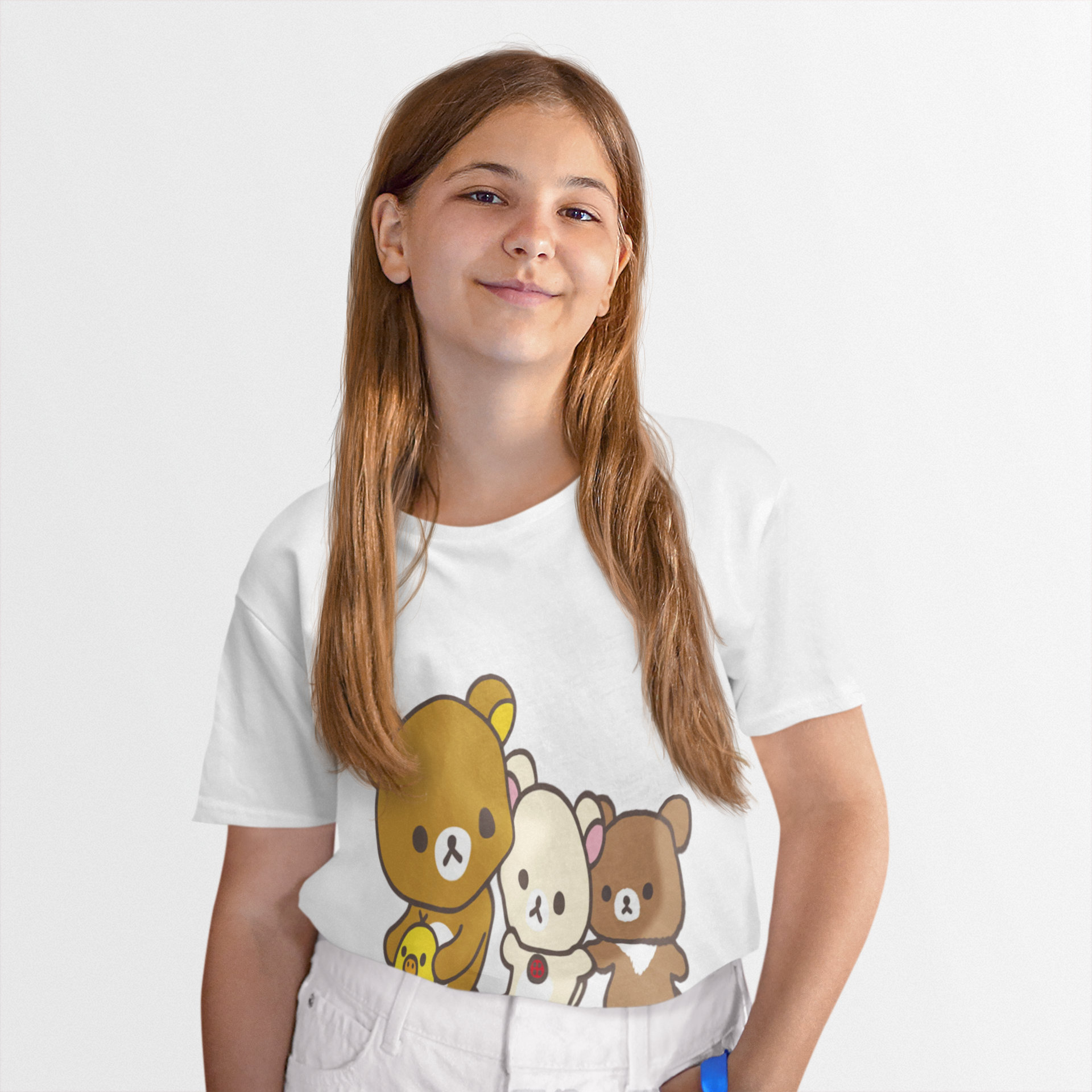 Kids Tee — Cute Rilakkuma Family Bears Graphic (Heart) product thumbnail image