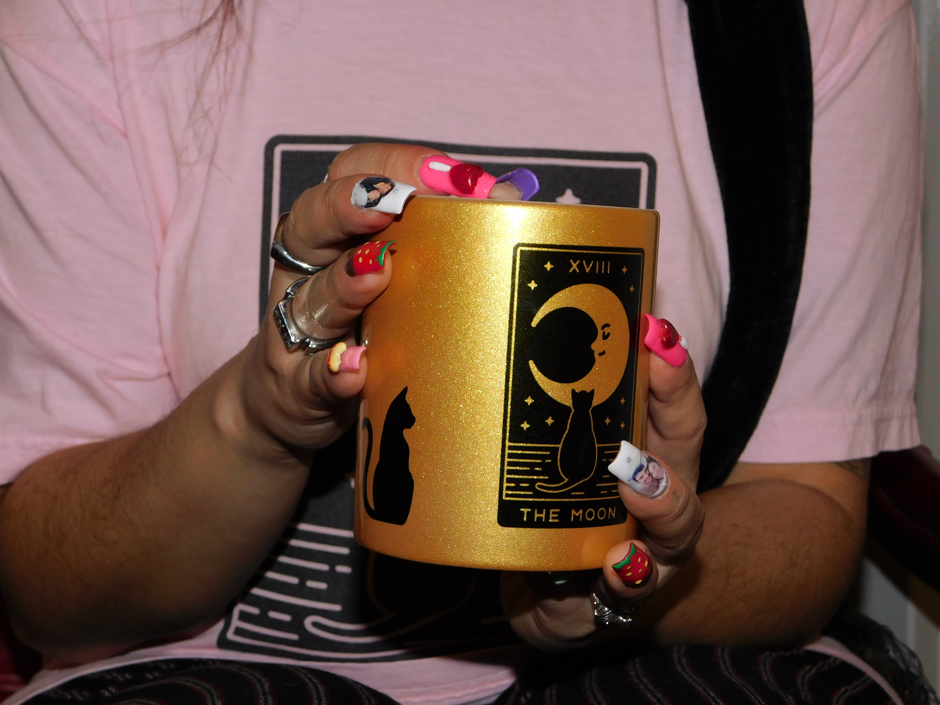 Moon Tarot Cat Metallic Mug - Gold Design