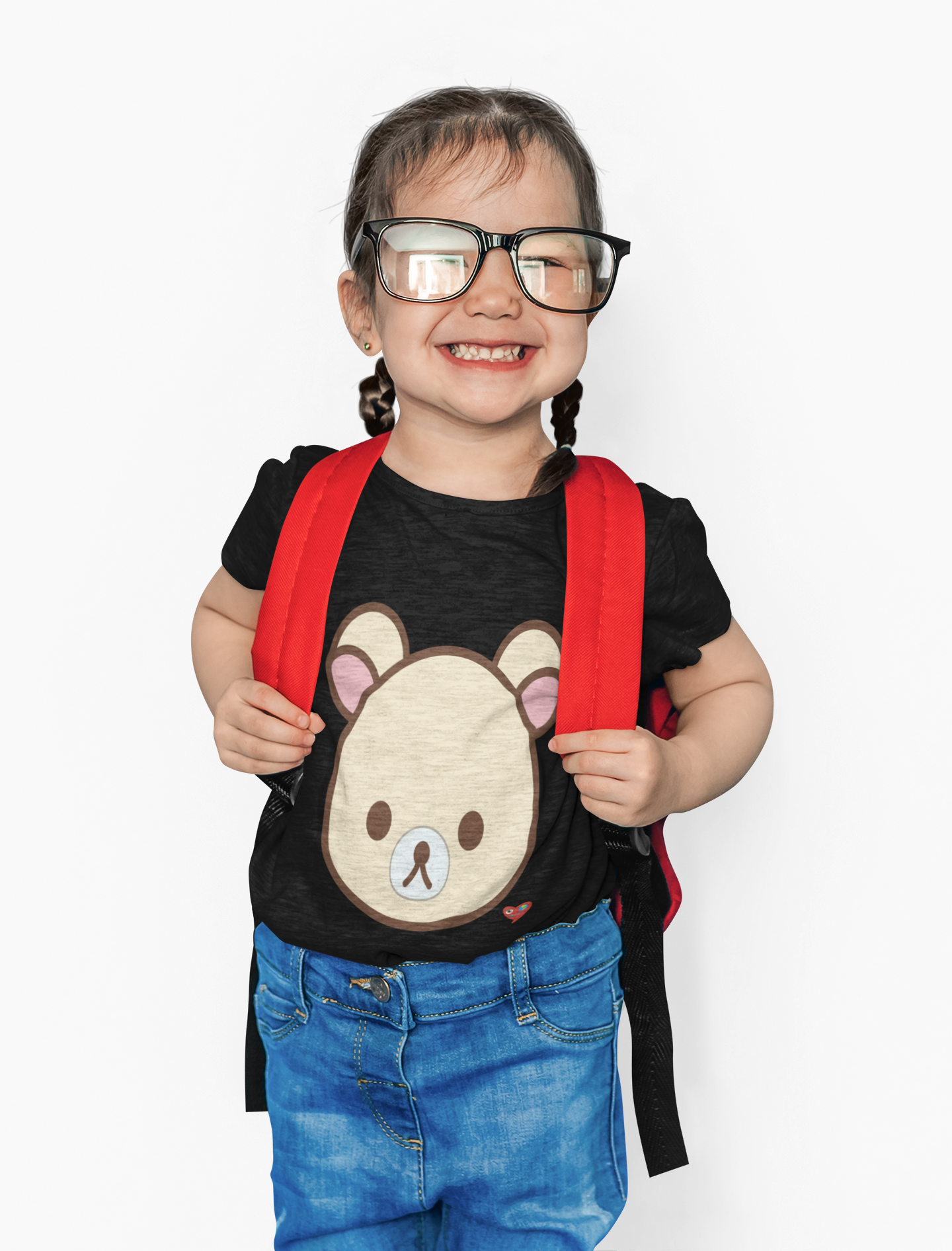 Kids Bear Face Tee — Cute Kawaii Bear Head with Tiny Heart product thumbnail image Kids Bear Face Tee — Cute Kawaii Bear Head with Tiny Heart product thumbnail image