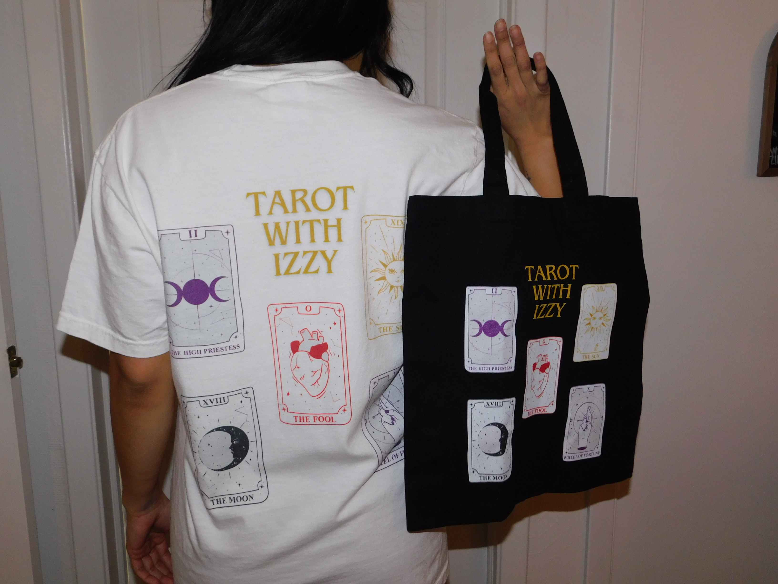 Angel Tarot With Izzy Tote Bag product thumbnail image Angel Tarot With Izzy Tote Bag product thumbnail image