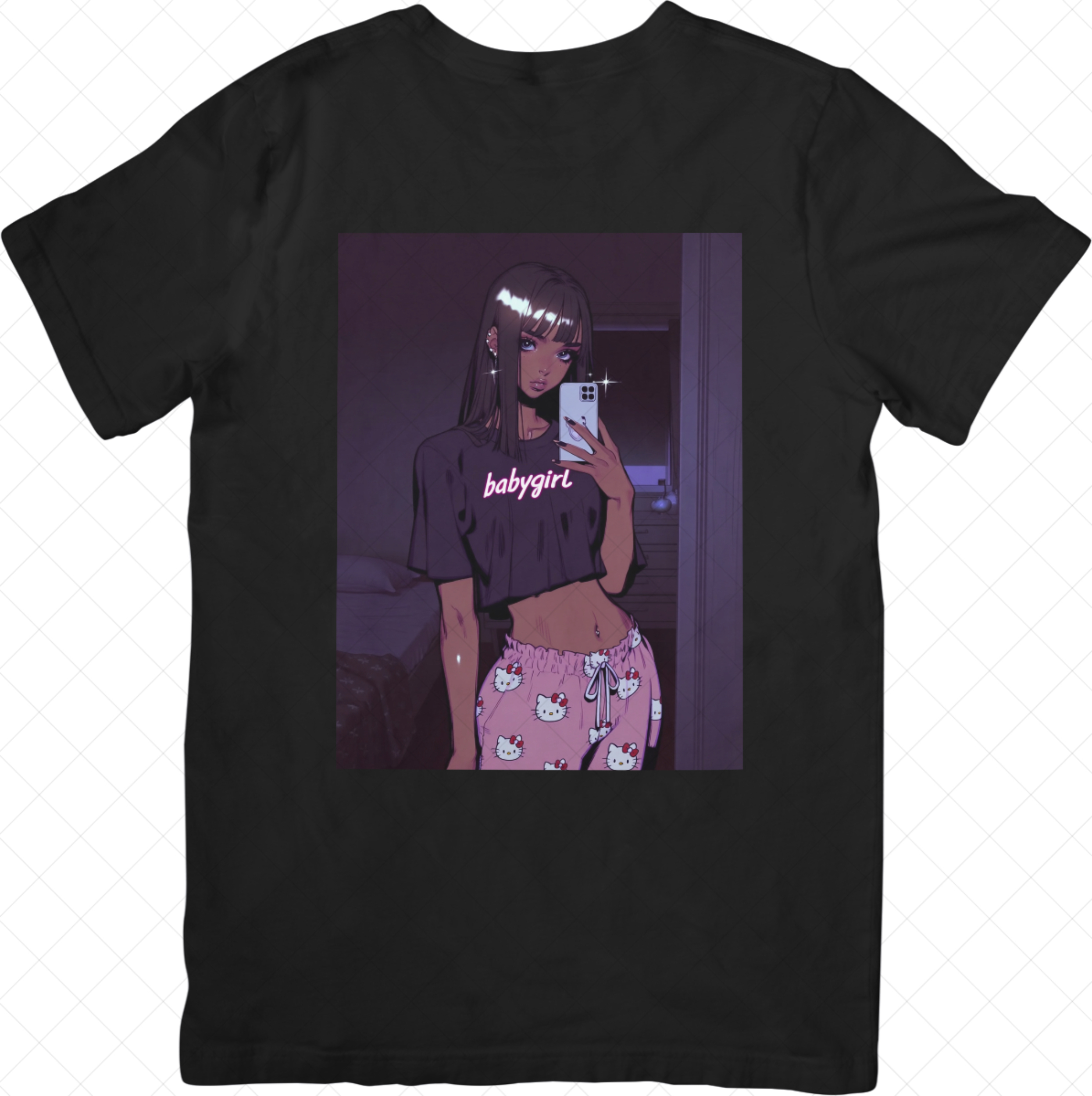 Babygirl Anime Selfie Graphic Tee — Aesthetic Lounge Shirt