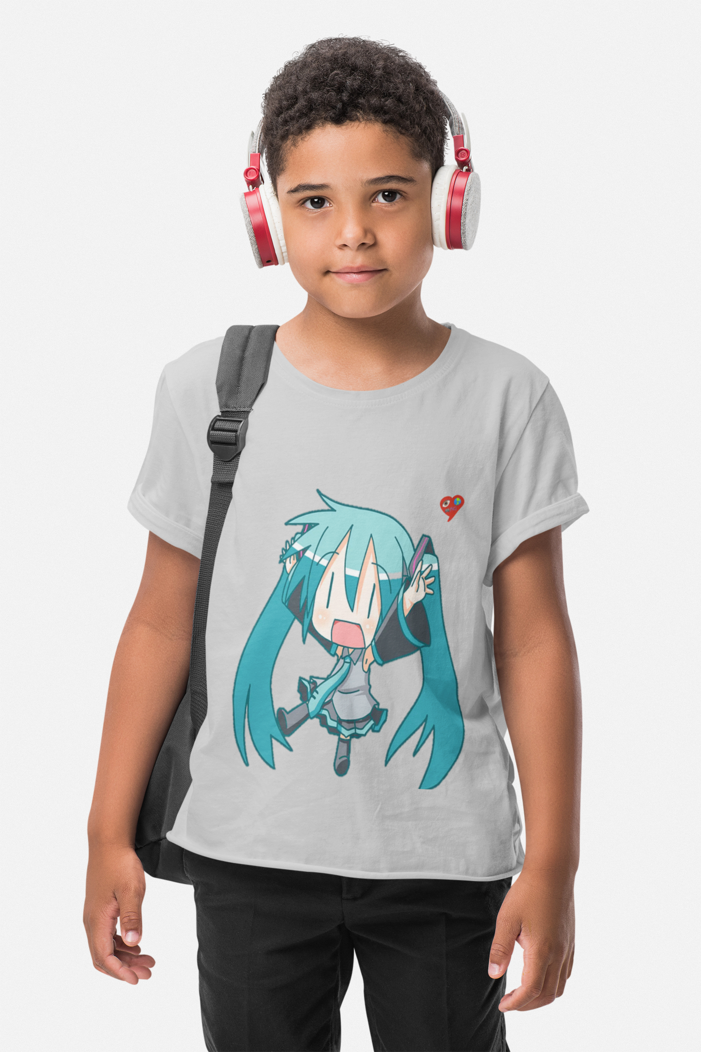 Kids Anime Character Tee — Cute Chibi Blue-Haired Girl with Heart product thumbnail image Kids Anime Character Tee — Cute Chibi Blue-Haired Girl with Heart product thumbnail image