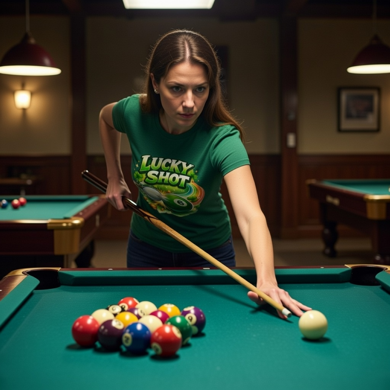 Lucky Shot Billiards Tee | St. Patrick’s Day Billiards Shirt product thumbnail image Lucky Shot Billiards Tee | St. Patrick’s Day Billiards Shirt product thumbnail image