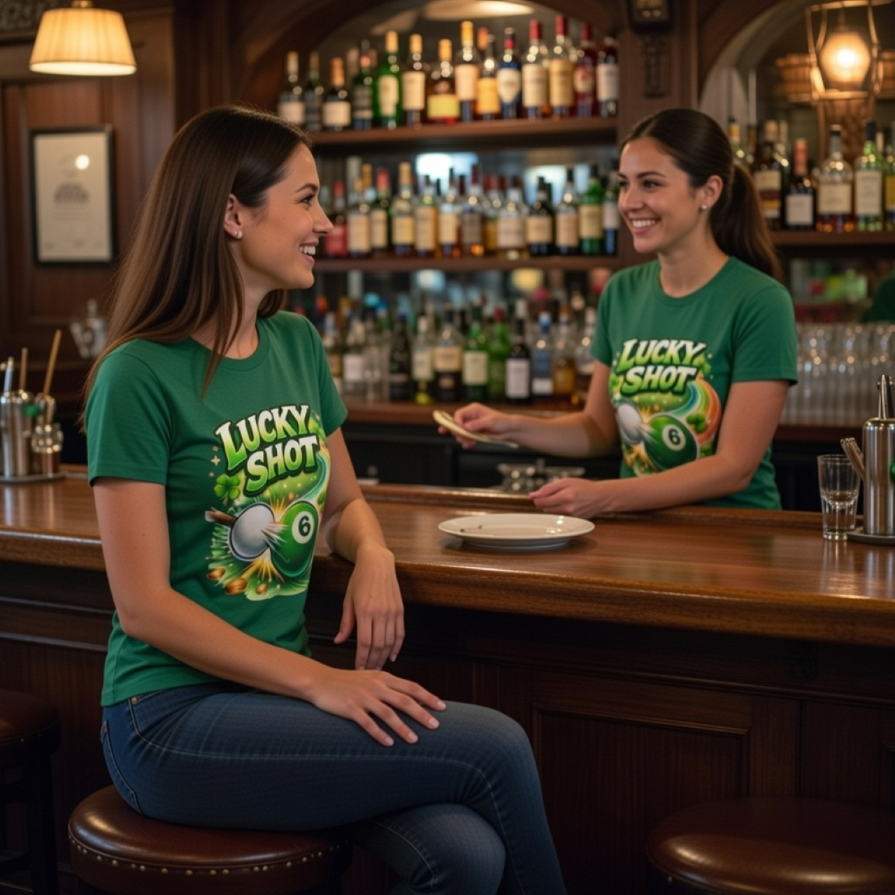 Lucky Shot Billiards Tee | St. Patrick’s Day Billiards Shirt product thumbnail image Lucky Shot Billiards Tee | St. Patrick’s Day Billiards Shirt product thumbnail image