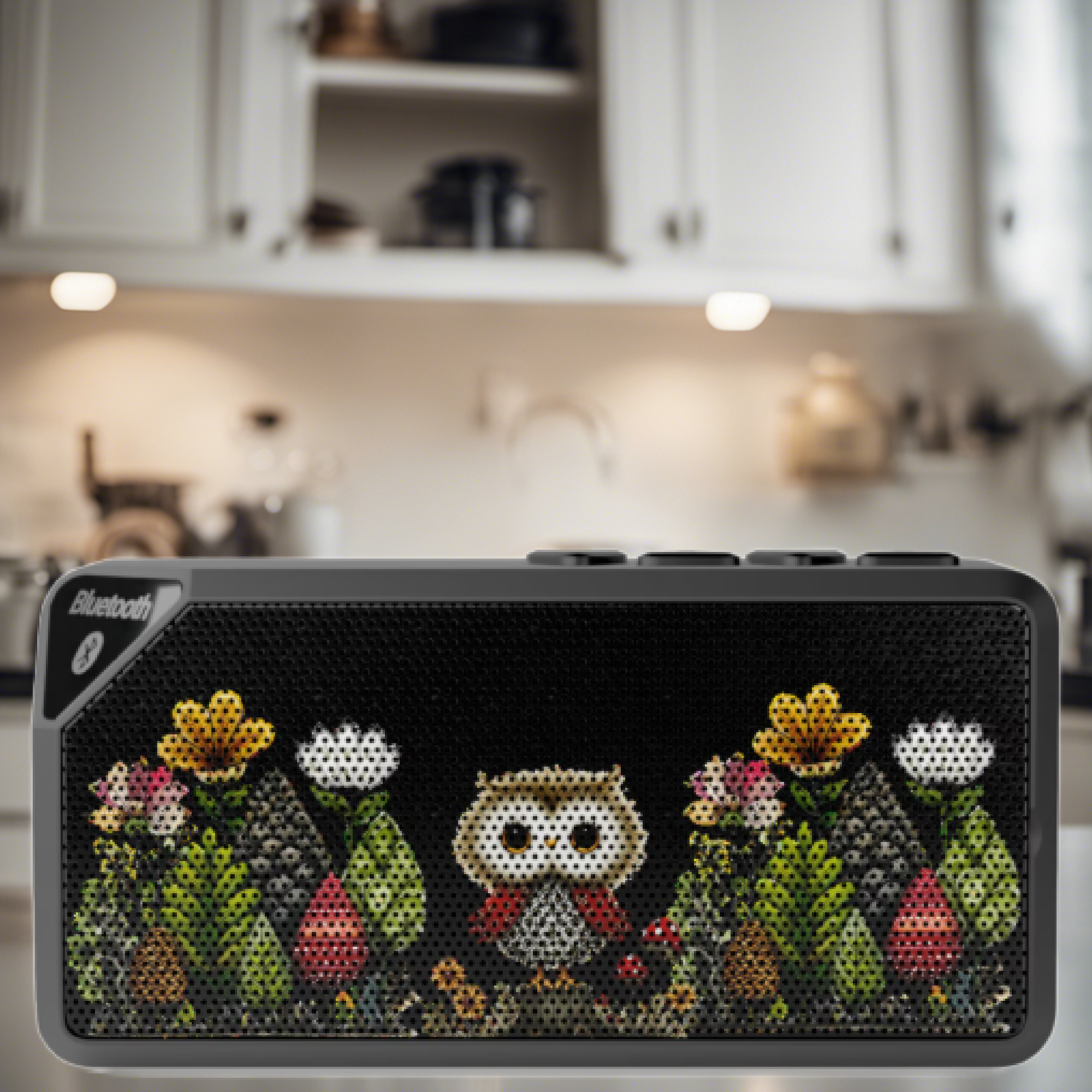 Bluetooth Jabba Speaker 4.25"x2.25" | Woodland Owl Floral Forest Design  product thumbnail image