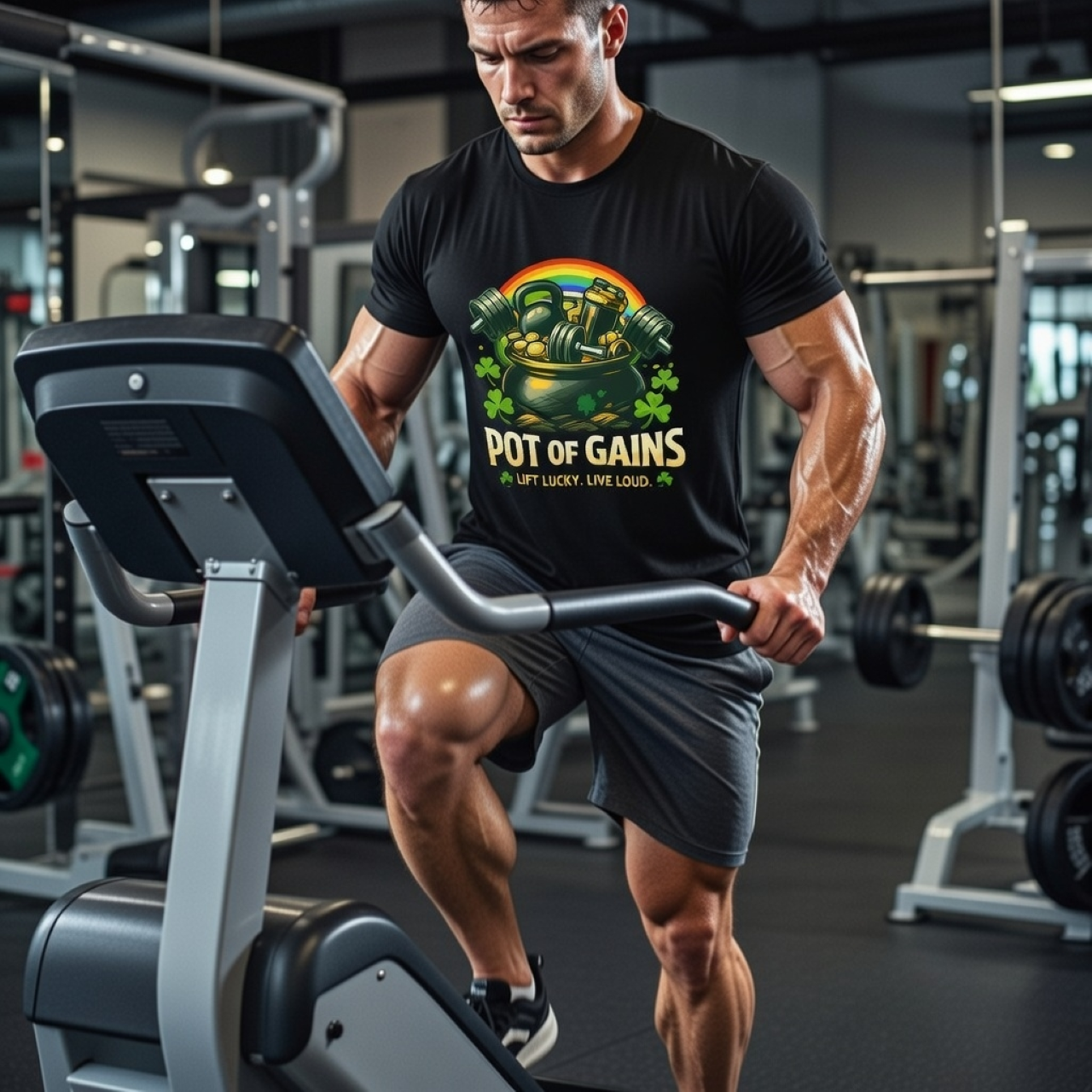 Pot of Gains Tee | St. Patrick’s Day Gym Shirt product thumbnail image Pot of Gains Tee | St. Patrick’s Day Gym Shirt product thumbnail image