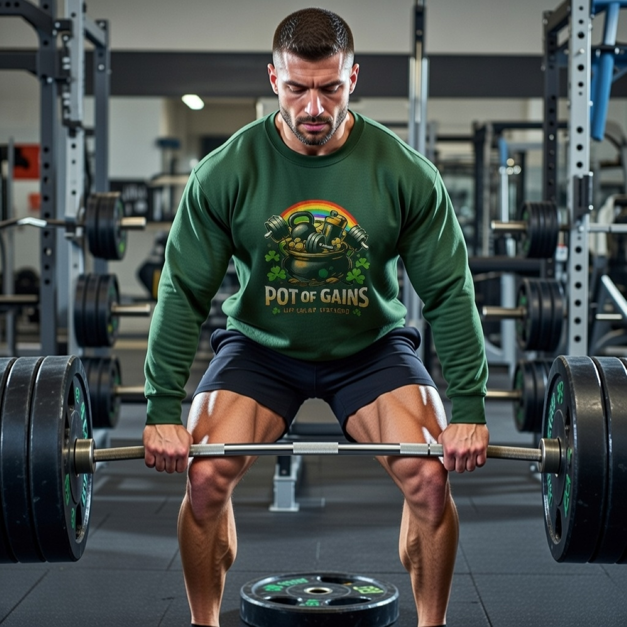 Pot of Gains Sweatshirt – Funny Fitness & St. Patrick’s Day Graphic Pullover product thumbnail image Pot of Gains Sweatshirt – Funny Fitness & St. Patrick’s Day Graphic Pullover product thumbnail image