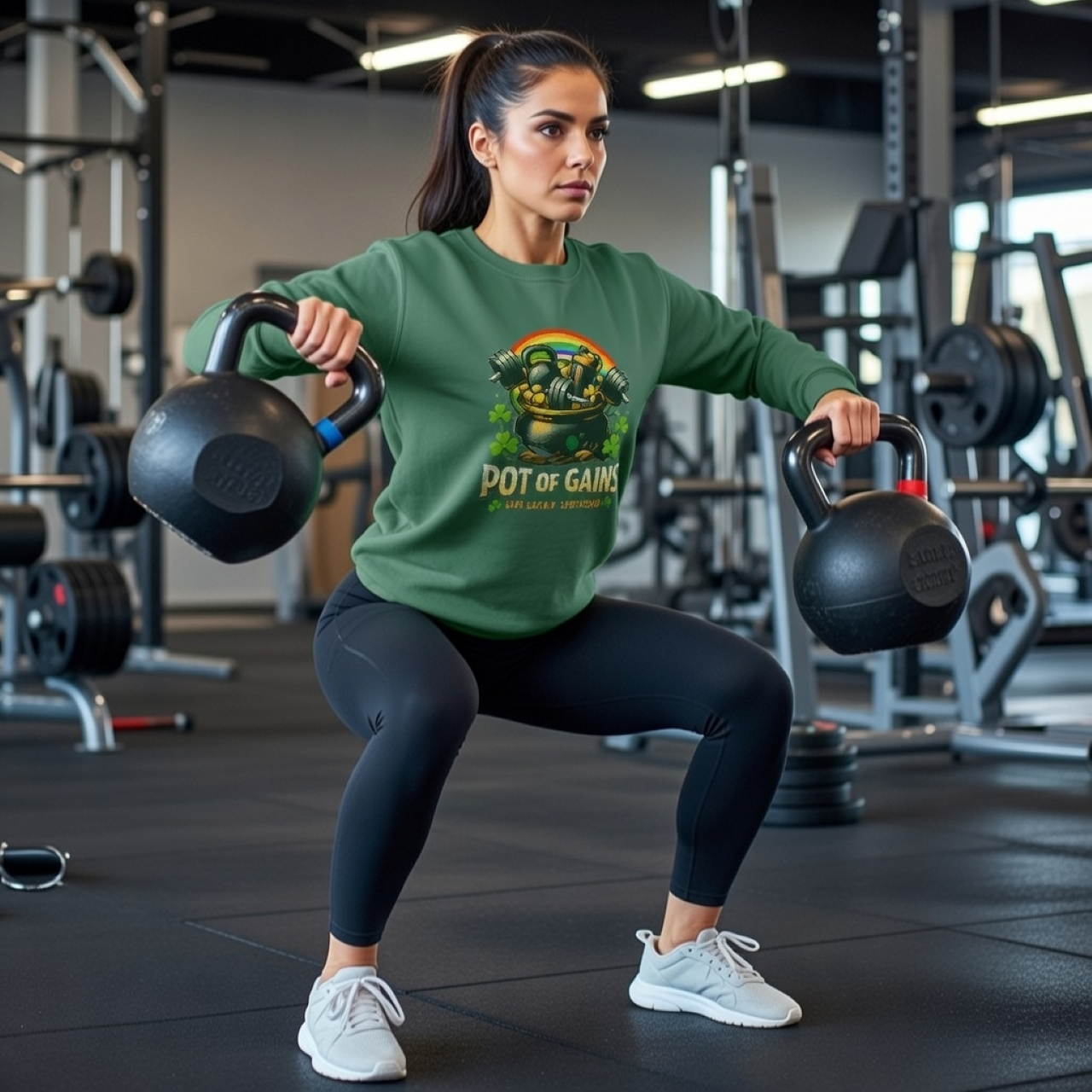 Pot of Gains Sweatshirt – Funny Fitness & St. Patrick’s Day Graphic Pullover product thumbnail image Pot of Gains Sweatshirt – Funny Fitness & St. Patrick’s Day Graphic Pullover product thumbnail image