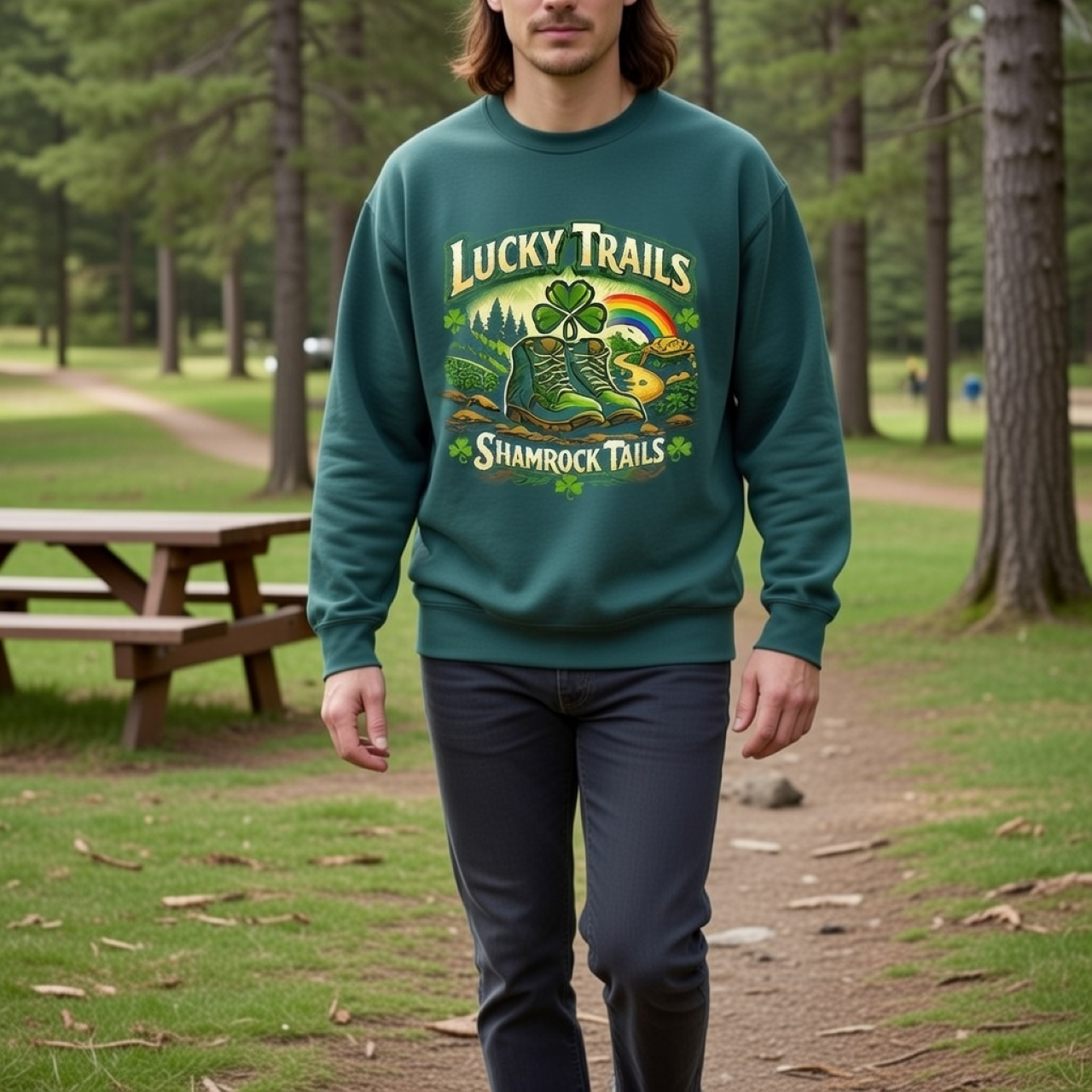 Lucky Trails Shamrock Tails Sweatshirt – St. Patrick’s Day Hiking & Outdoor Graphic Pullover product thumbnail image Lucky Trails Shamrock Tails Sweatshirt – St. Patrick’s Day Hiking & Outdoor Graphic Pullover product thumbnail image