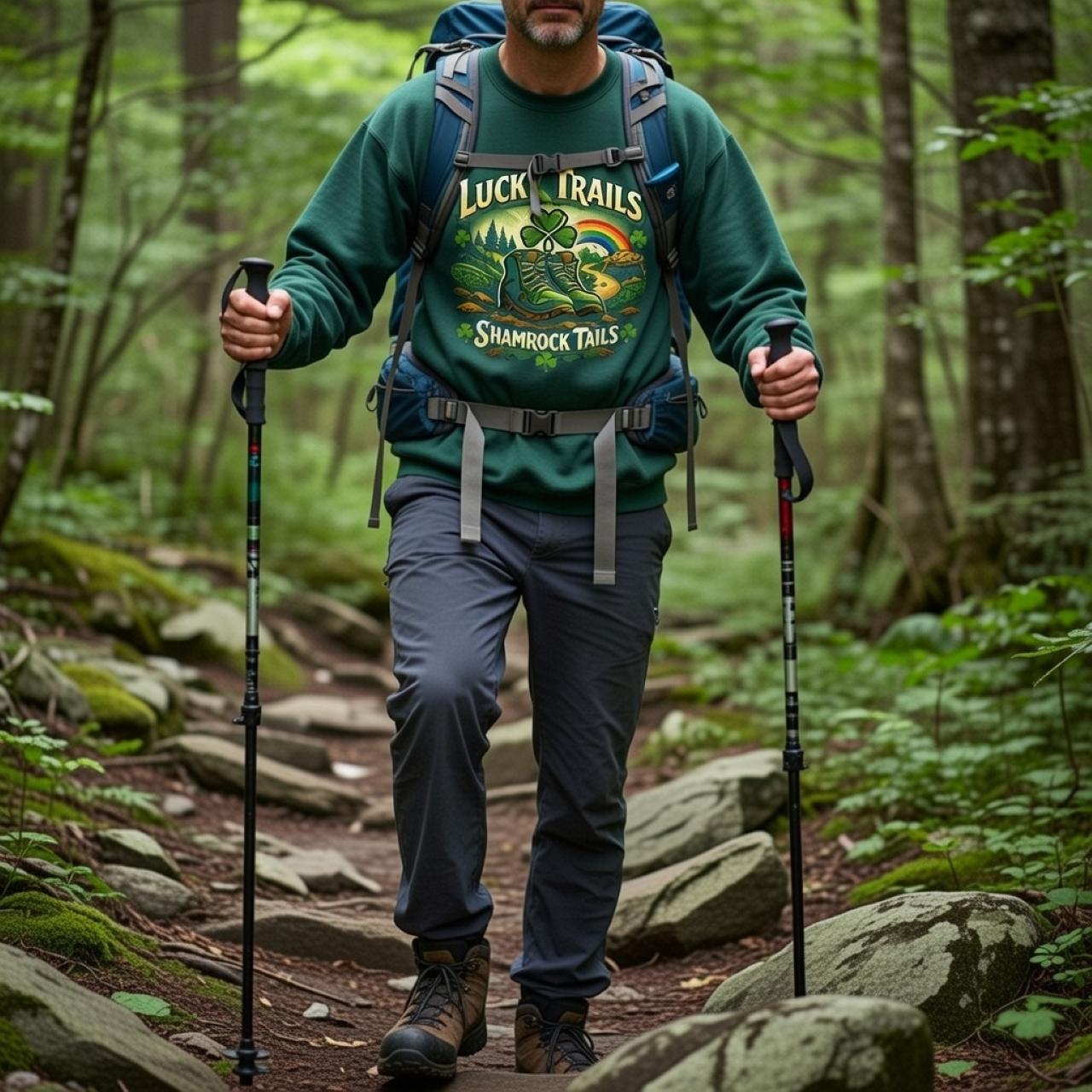 Lucky Trails Shamrock Tails Sweatshirt – St. Patrick’s Day Hiking &amp; Outdoor Graphic Pullover product thumbnail image
