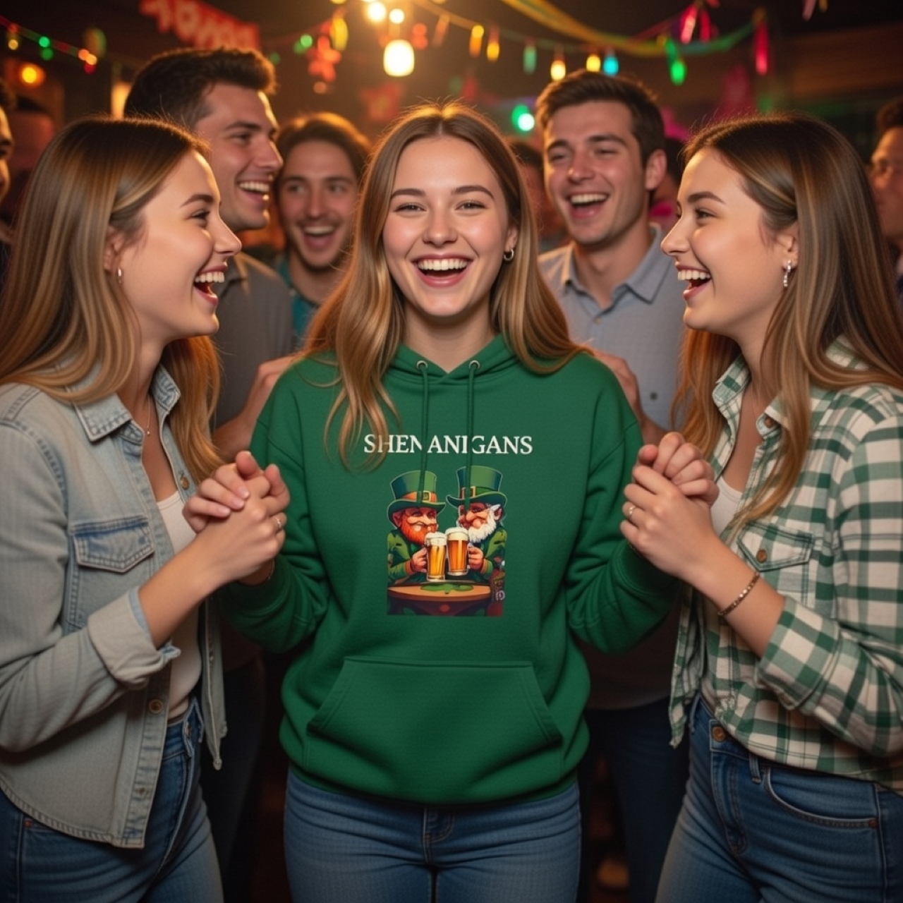 Shenanigans St. Patrick’s Day Hoodie – Funny Leprechaun Graphic Pullover product thumbnail image