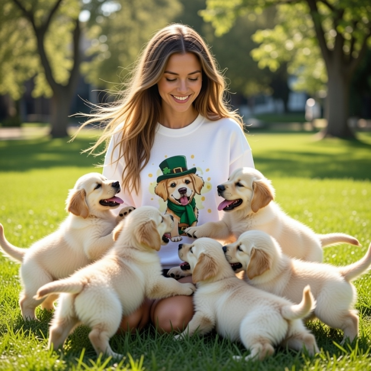 Golden Retriever Puppy St. Patrick’s Day Sweatshirt – Funny Dog Graphic Pullover product thumbnail image
