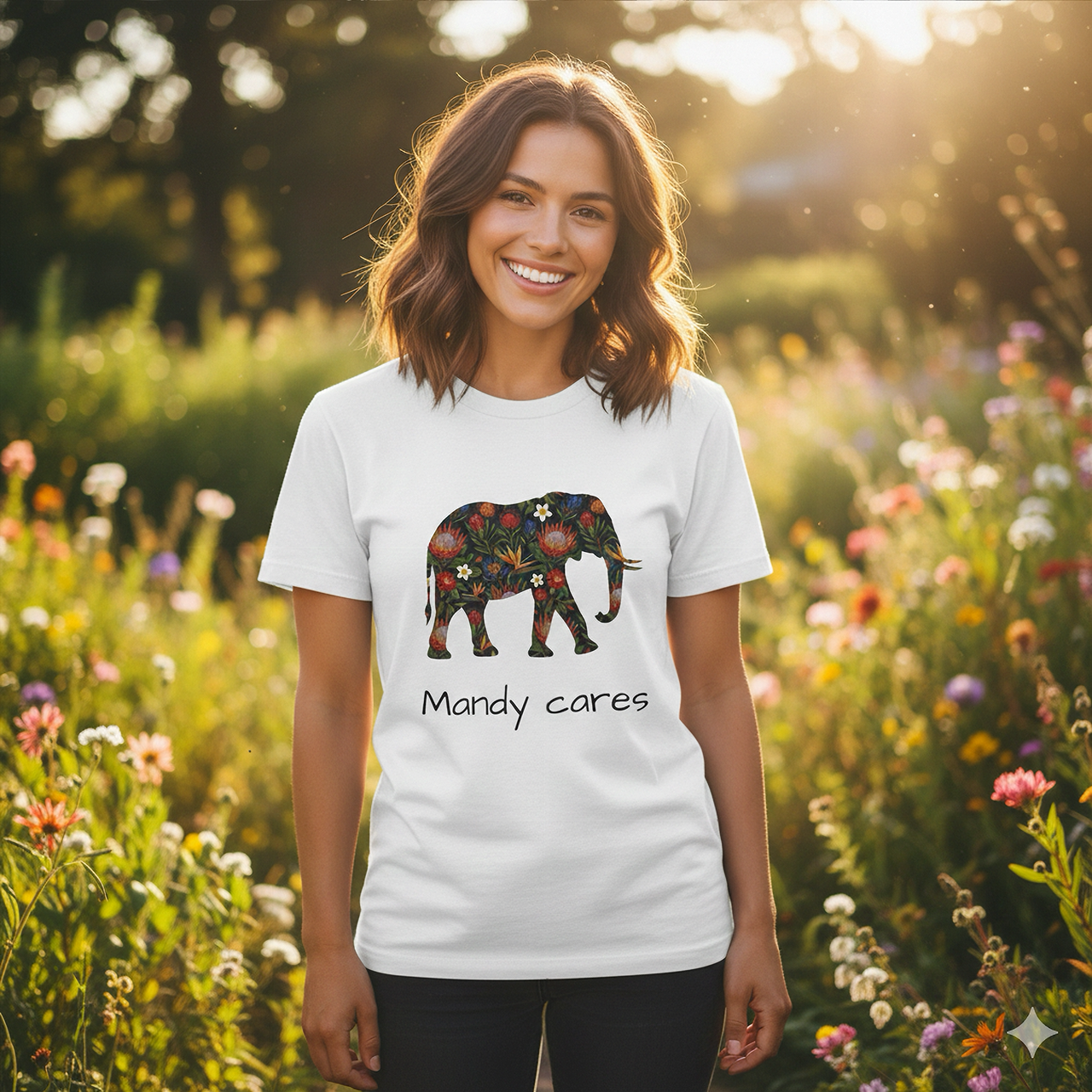 Kids Tee - Floral Patchwork Elephant Cute Animal Shirt