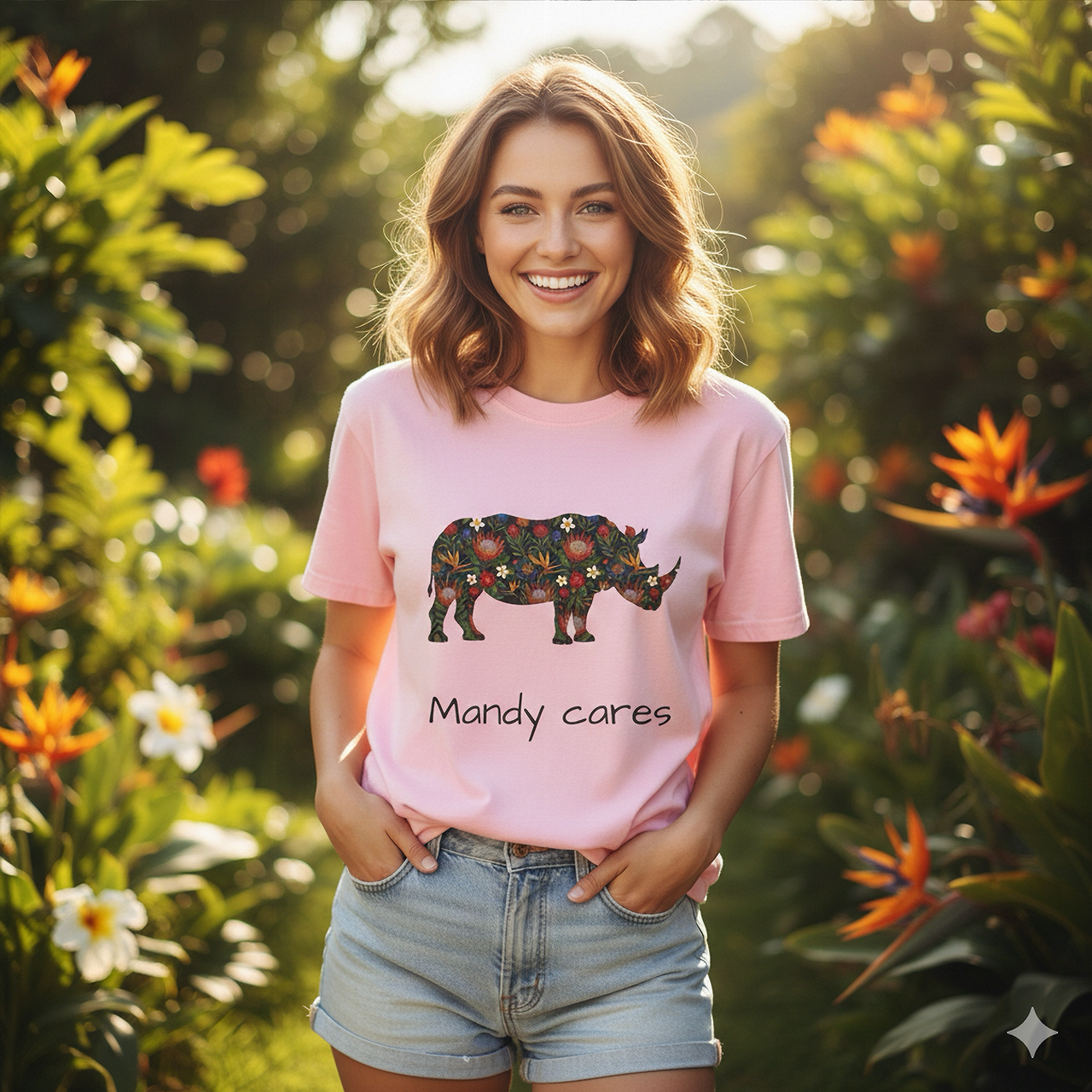 Kids Tee - Floral Patchwork Rhino Cute Animal Shirt Kids Tee - Floral Patchwork Rhino Cute Animal Shirt