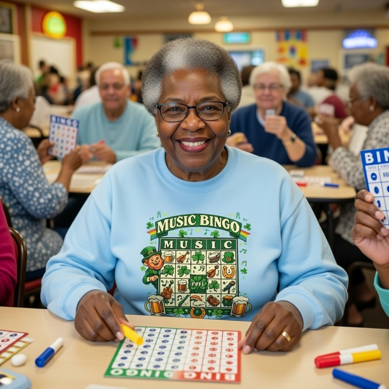 St. Patrick’s Day Music Bingo Sweatshirt – Cozy Leprechaun Graphic Pullover product thumbnail image