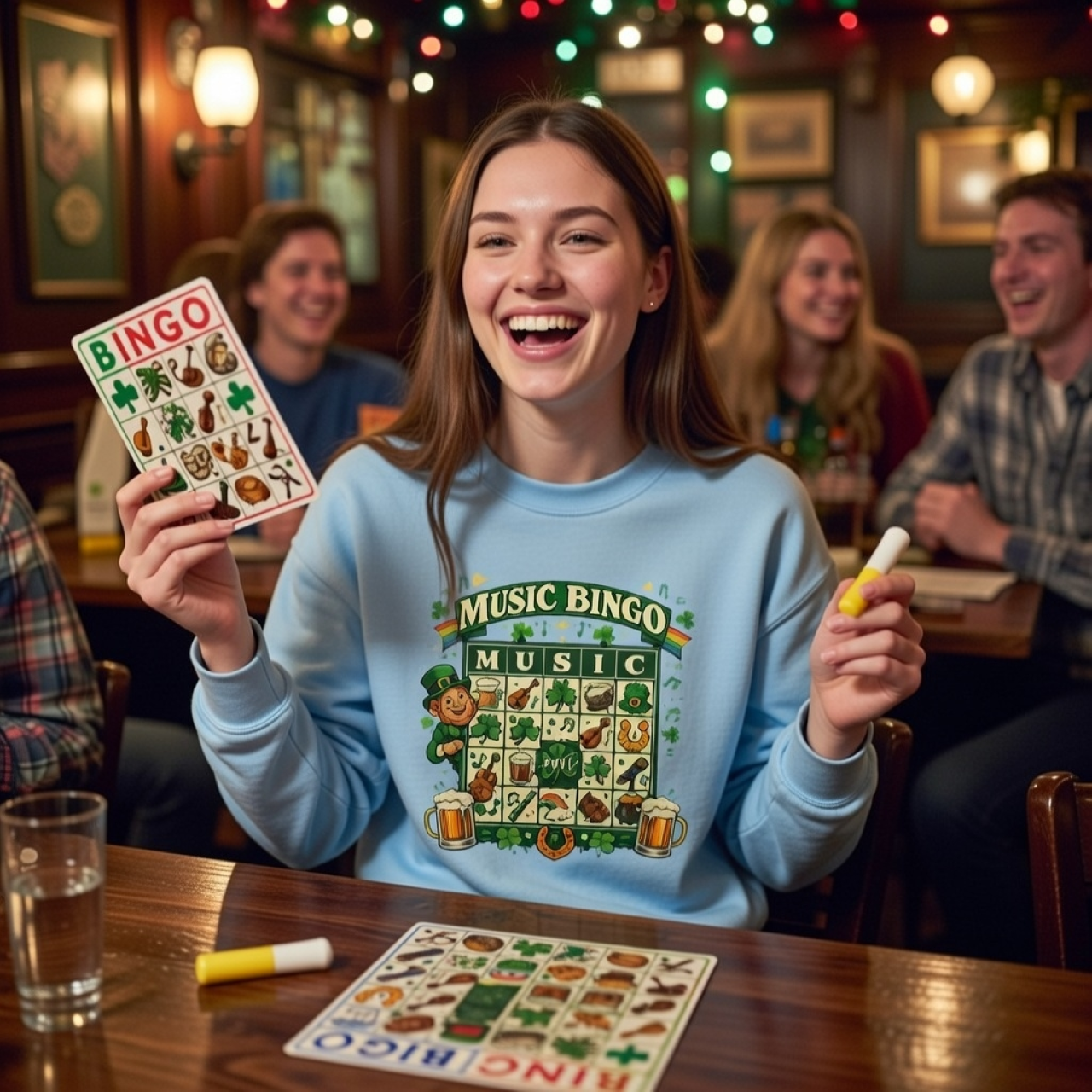 St. Patrick’s Day Music Bingo Sweatshirt – Cozy Leprechaun Graphic Pullover product thumbnail image St. Patrick’s Day Music Bingo Sweatshirt – Cozy Leprechaun Graphic Pullover product thumbnail image