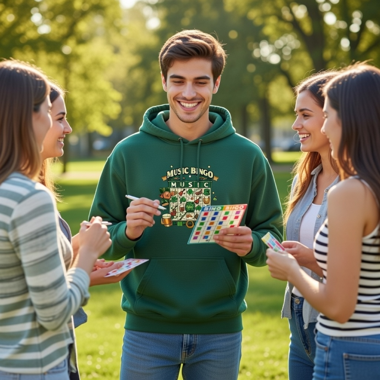 St. Patrick’s Day Music Bingo Hoodie – Cozy Leprechaun Graphic Pullover product thumbnail image