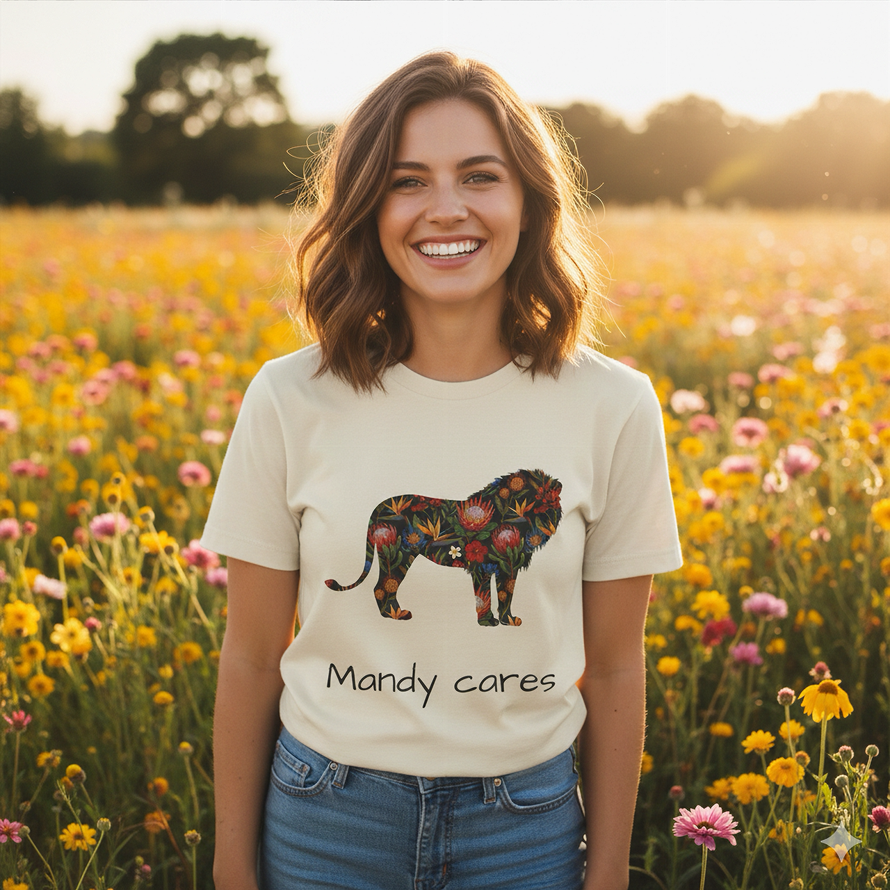 Kids Tee - Floral Patchwork Lion Cute Animal Shirt