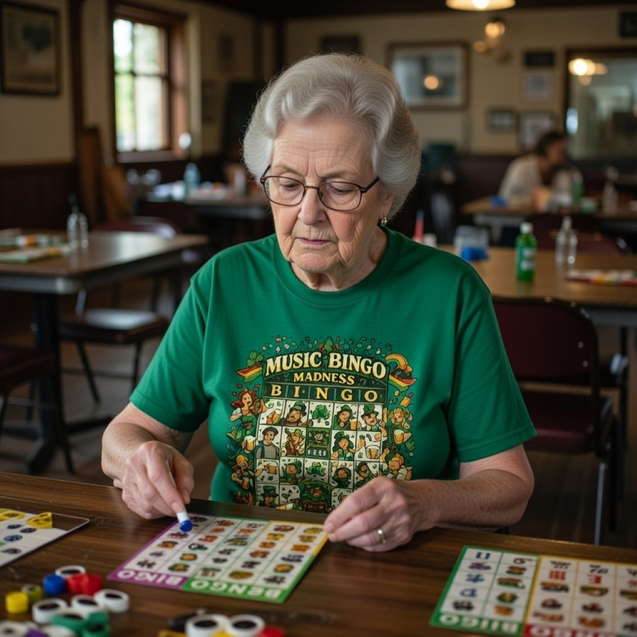 Music Bingo Madness Tee – Vintage-Inspired St. Patrick’s Day Graphic Shirt product thumbnail image
