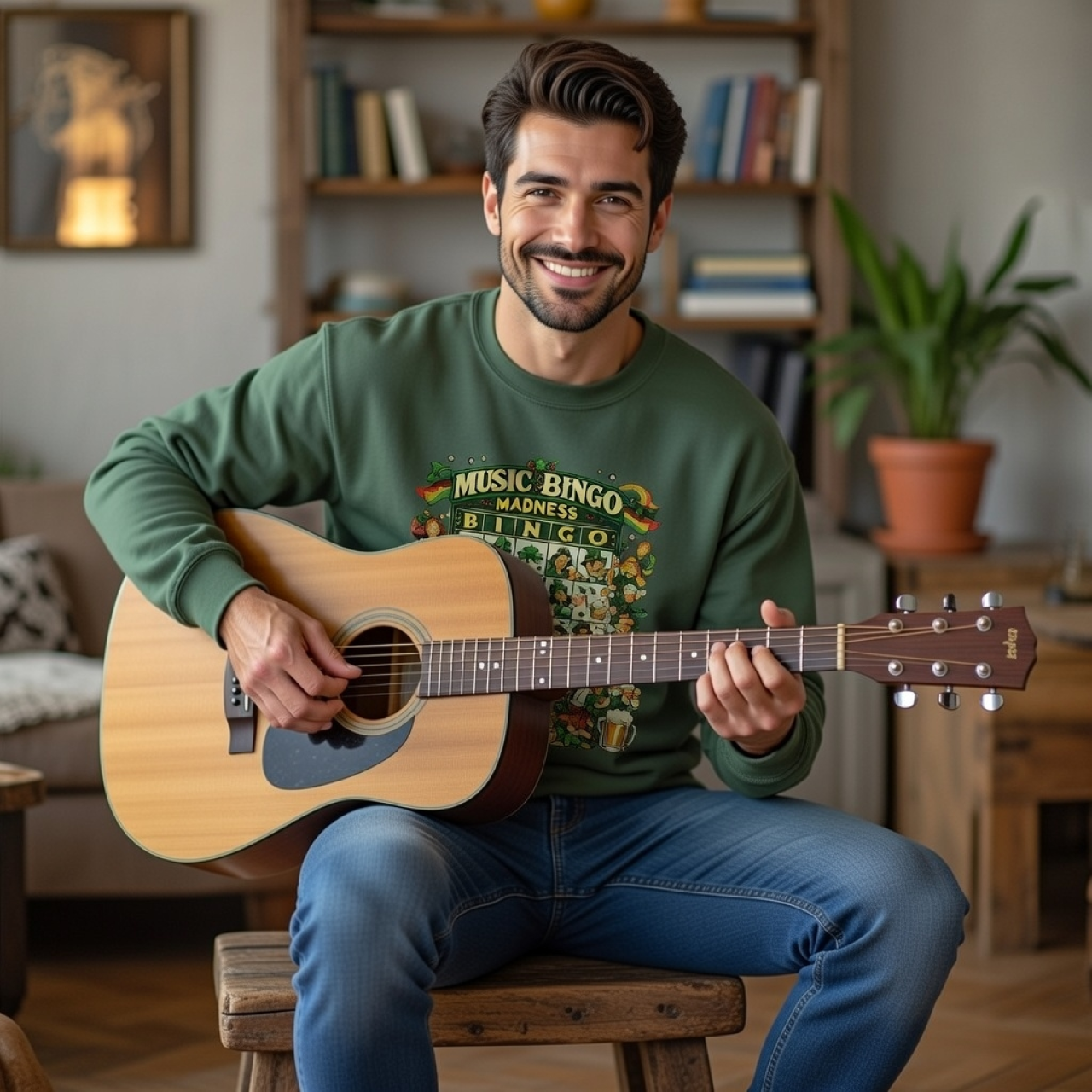 Music Bingo Madness Sweatshirt – Vintage-Inspired St. Patrick’s Day Graphic Pullover product thumbnail image Music Bingo Madness Sweatshirt – Vintage-Inspired St. Patrick’s Day Graphic Pullover product thumbnail image