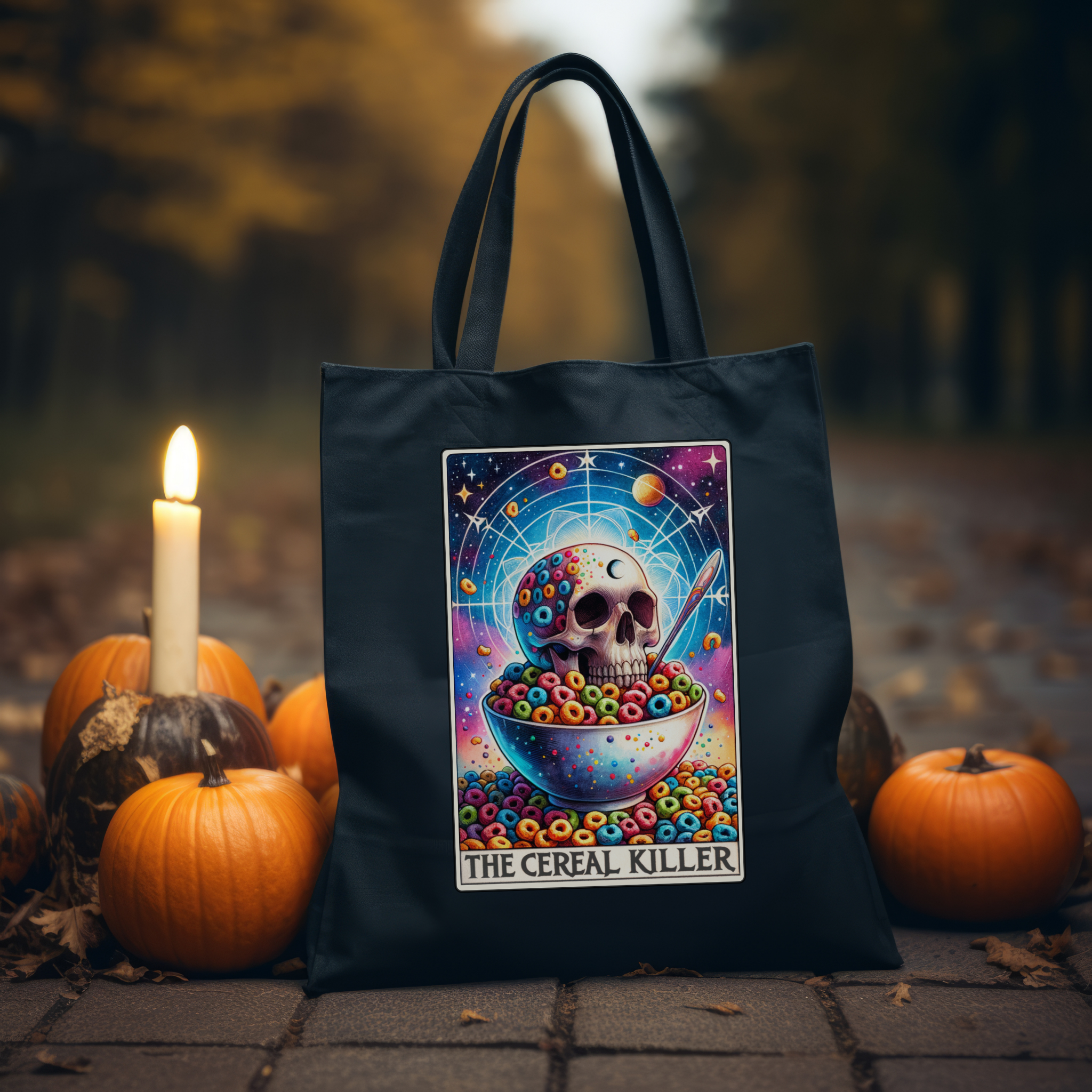 The Cereal Killer Tote Bag – Dark Humor Skull Breakfast Canvas Tote, Sarcastic Cosmic Carryall for Chaos Lovers product thumbnail image The Cereal Killer Tote Bag – Dark Humor Skull Breakfast Canvas Tote, Sarcastic Cosmic Carryall for Chaos Lovers product thumbnail image
