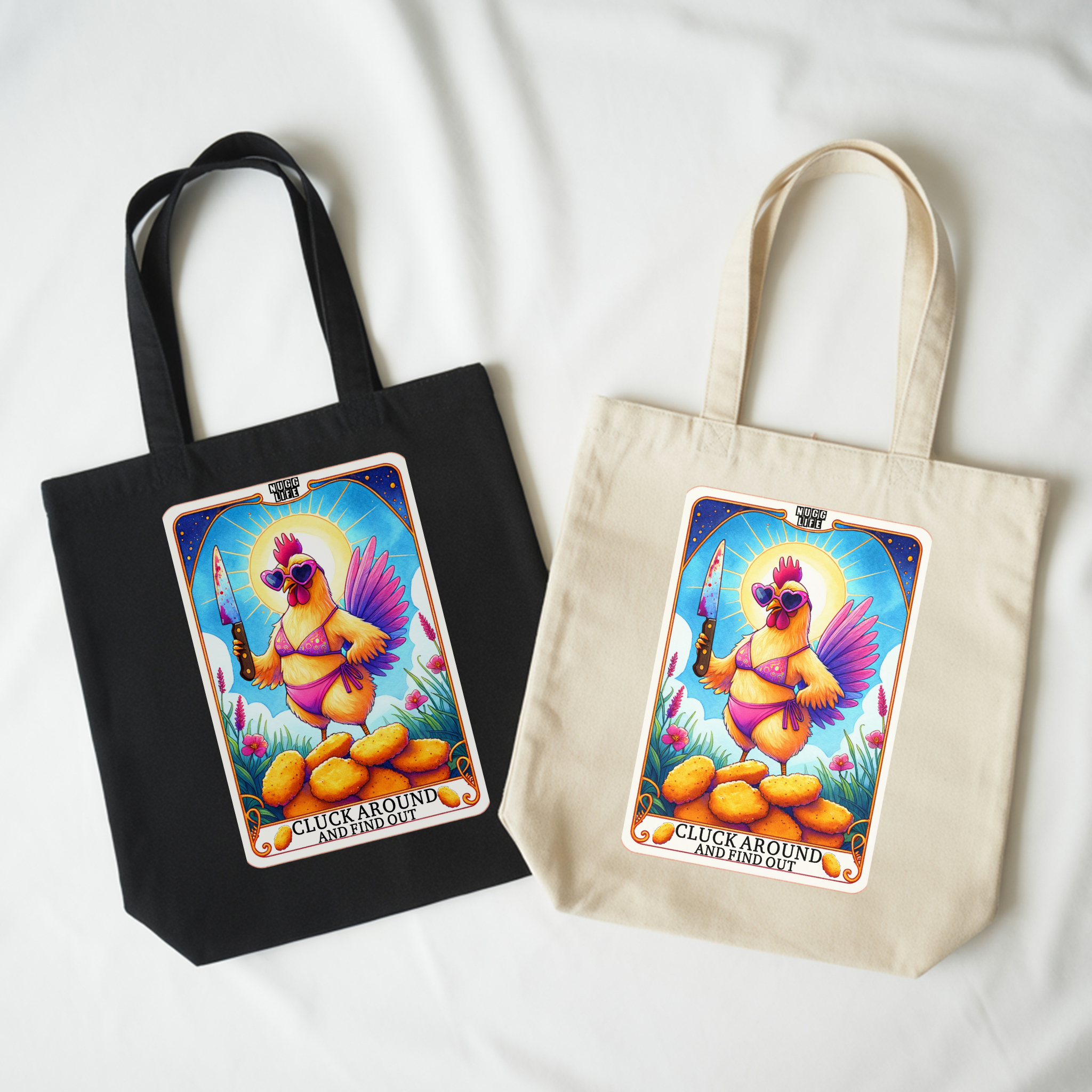 Cluck Around and Find Out Tote Bag – Sarcastic Chicken Nugget Canvas Tote, Dark Humor Farmcore Carryall for Chaos Lovers product thumbnail image Cluck Around and Find Out Tote Bag – Sarcastic Chicken Nugget Canvas Tote, Dark Humor Farmcore Carryall for Chaos Lovers product thumbnail image