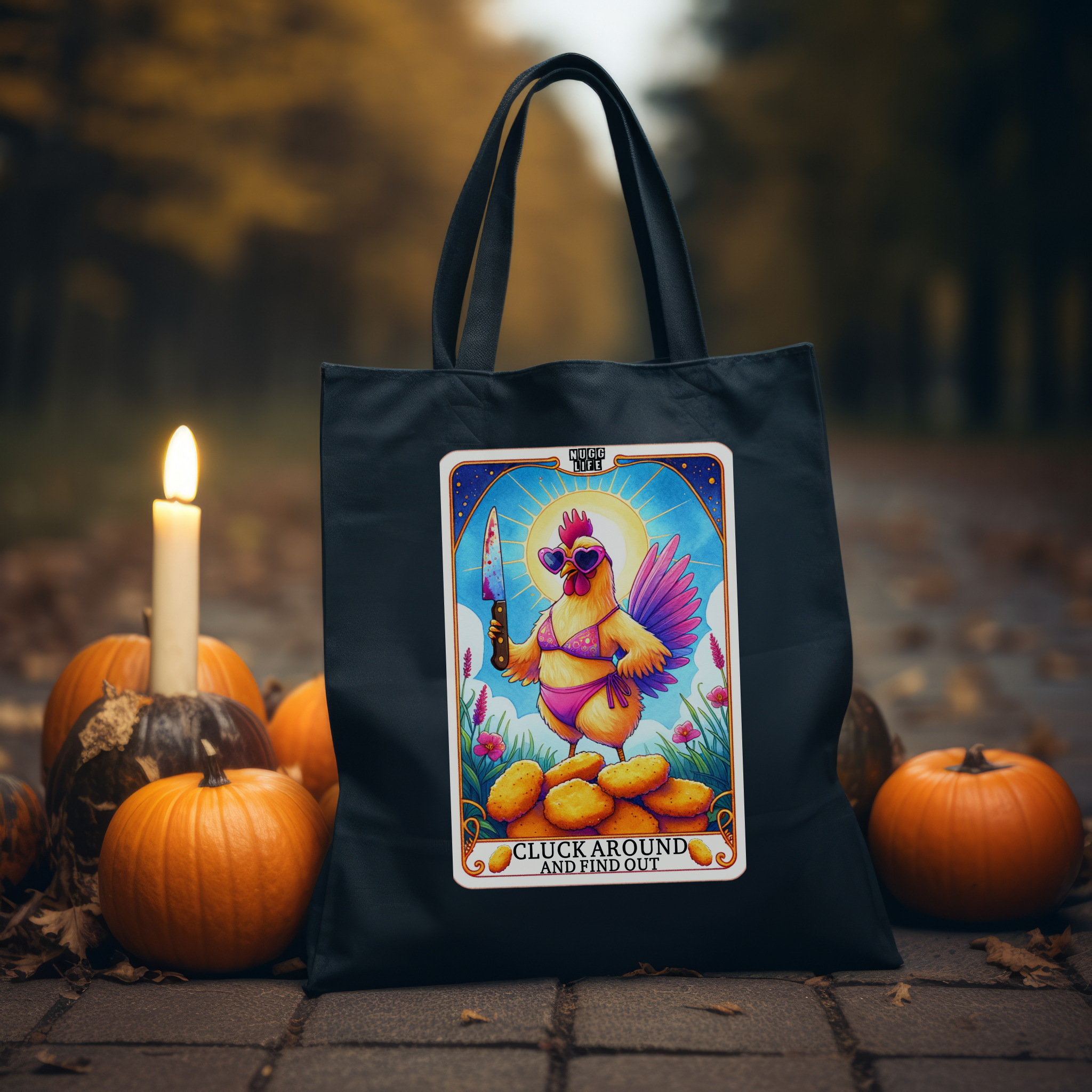 Cluck Around and Find Out Tote Bag – Sarcastic Chicken Nugget Canvas Tote, Dark Humor Farmcore Carryall for Chaos Lovers product thumbnail image