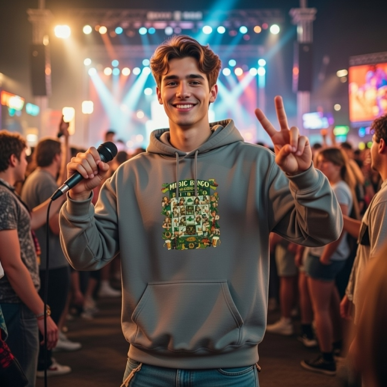 Music Bingo Madness St. Patrick’s Day Hoodie – Cozy Vintage-Inspired Graphic Pullover product thumbnail image