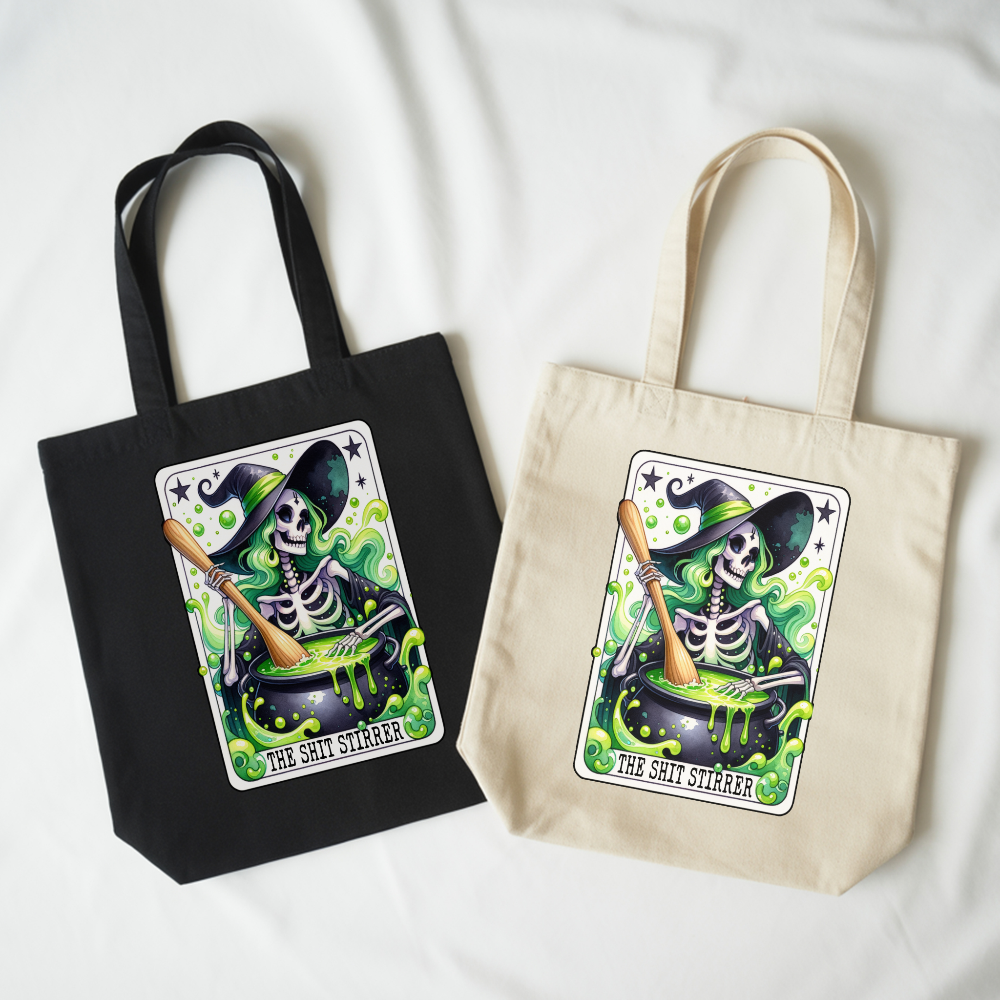The Shit Stirrer Witch Skeleton Tote Bag – Dark Humor Gothic Witch Canvas Tote, Sarcastic Halloween Carryall product thumbnail image The Shit Stirrer Witch Skeleton Tote Bag – Dark Humor Gothic Witch Canvas Tote, Sarcastic Halloween Carryall product thumbnail image