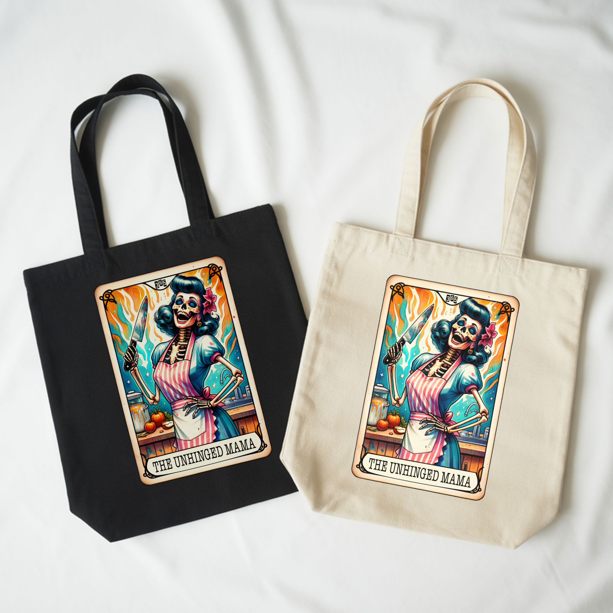 The Unhinged Mama Tote Bag – Retro Skeleton Mom Chaos Tote, Dark Humor Kitchen Witch Canvas Carryall product thumbnail image The Unhinged Mama Tote Bag – Retro Skeleton Mom Chaos Tote, Dark Humor Kitchen Witch Canvas Carryall product thumbnail image