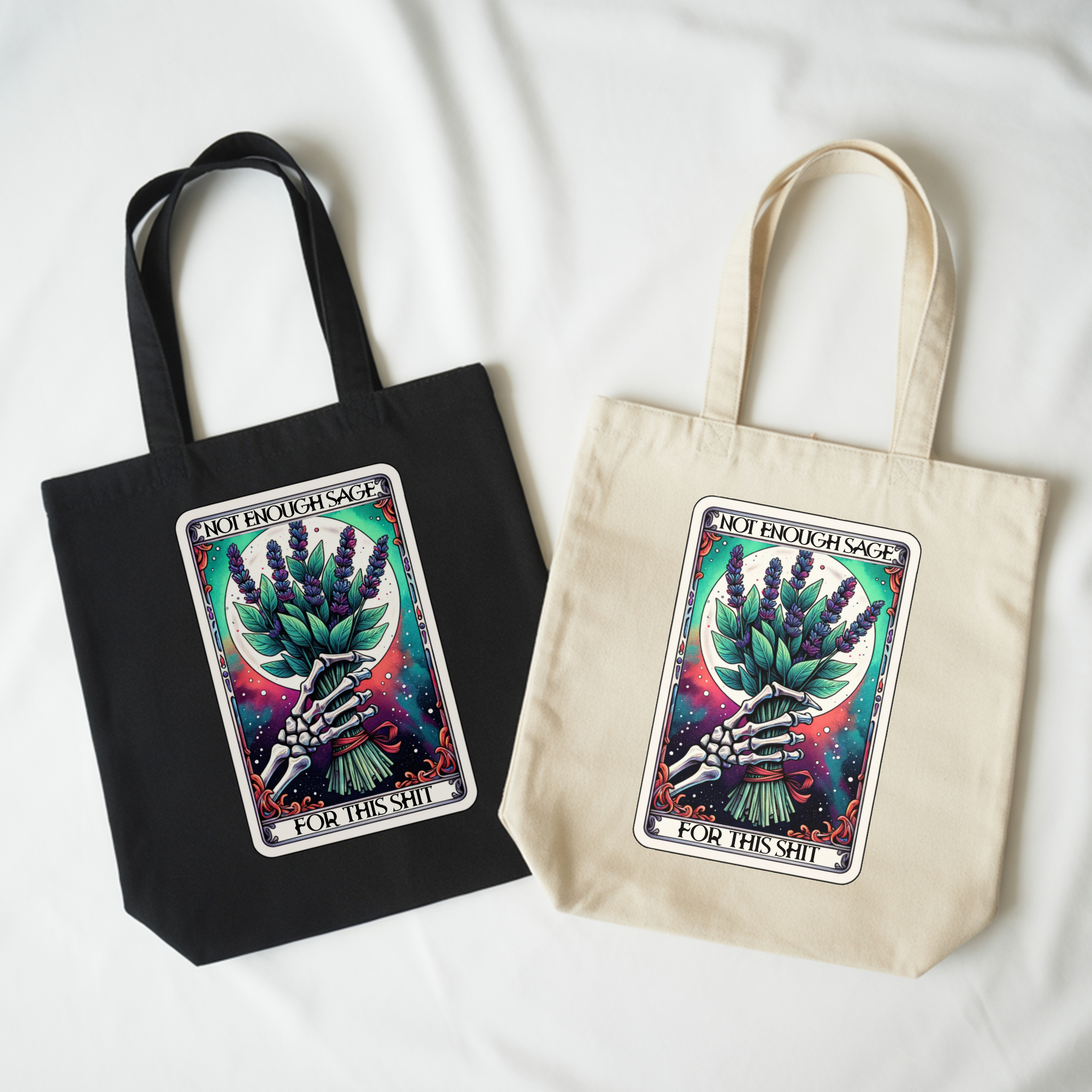 Not Enough Sage For This Shit Tote Bag – Mystic Tarot Skeleton Hand Canvas Tote, Sarcastic Spiritual Carryall product thumbnail image Not Enough Sage For This Shit Tote Bag – Mystic Tarot Skeleton Hand Canvas Tote, Sarcastic Spiritual Carryall product thumbnail image