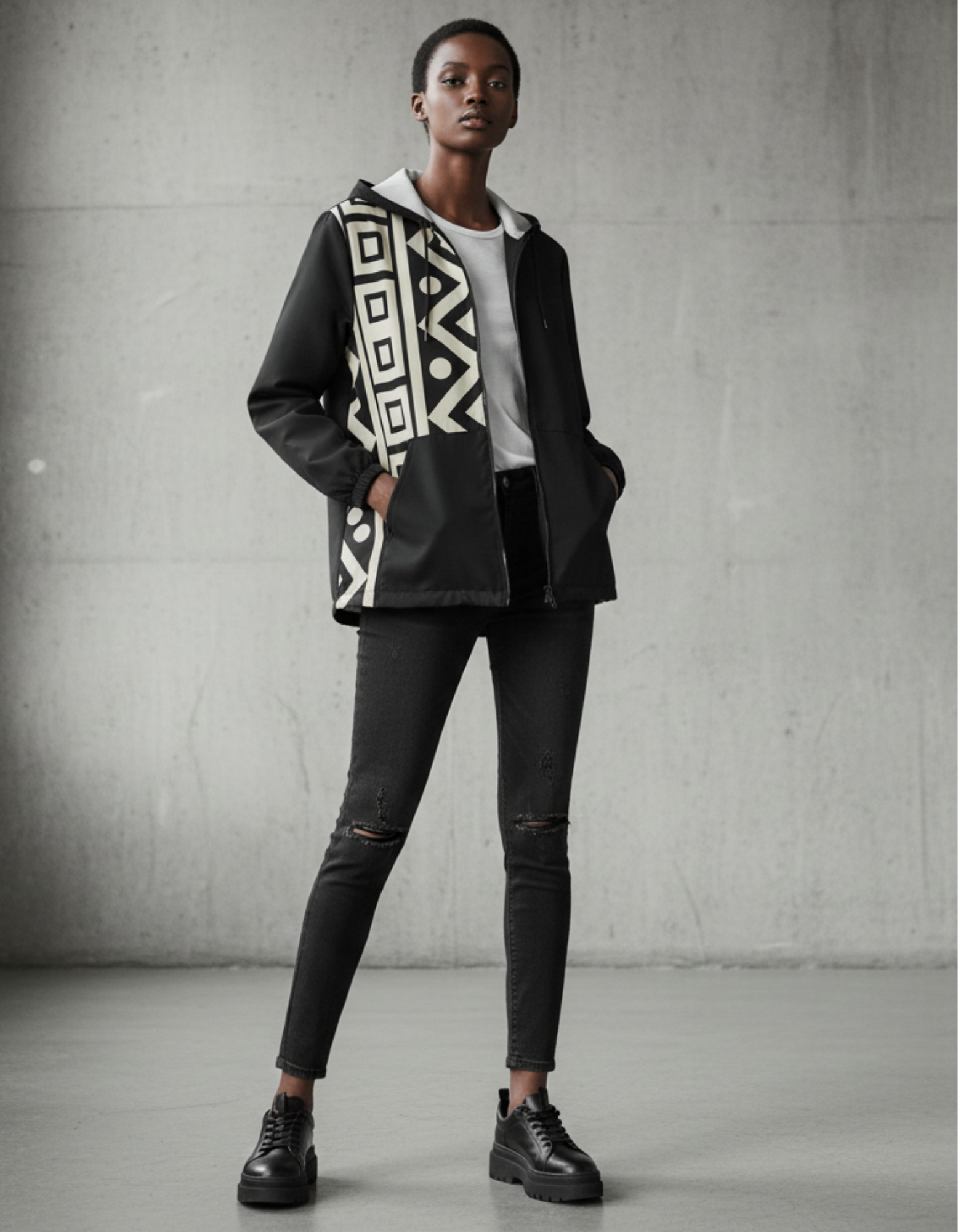 Tribal Black Windbreaker Jacket product thumbnail image