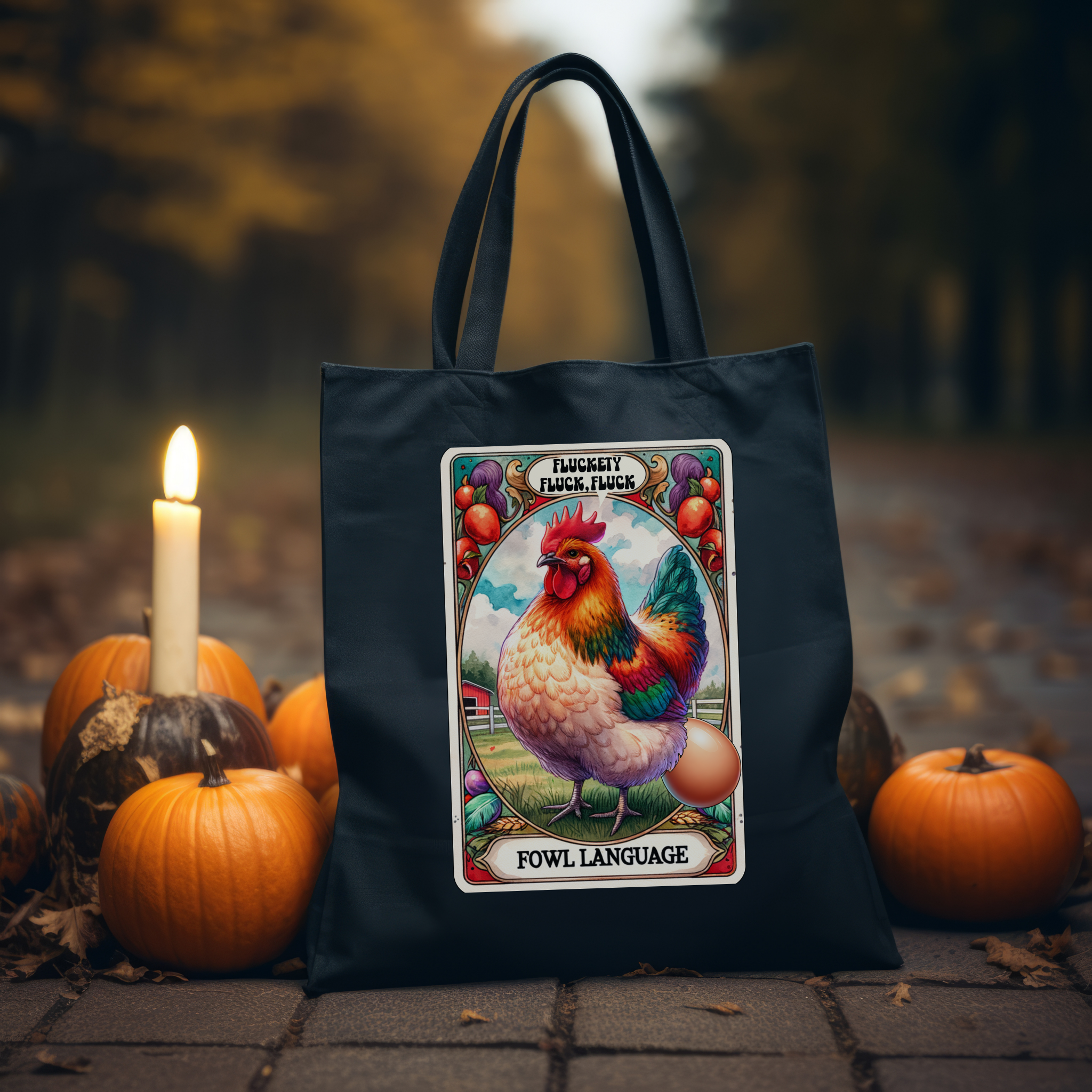 Fluckety Fluck Fluck Tote Bag – Fowl Language Chicken Tote, Funny Farmhouse Humor Canvas Carryall