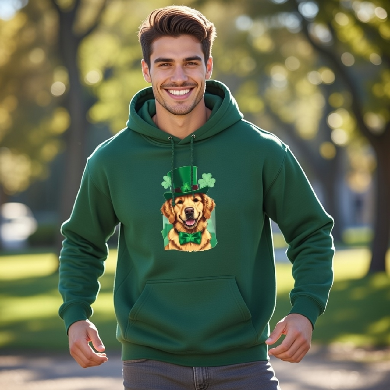 Golden Retriever Hoodie – St. Patrick’s Day Dog Hoodie | Lucky Pup Edition product thumbnail image