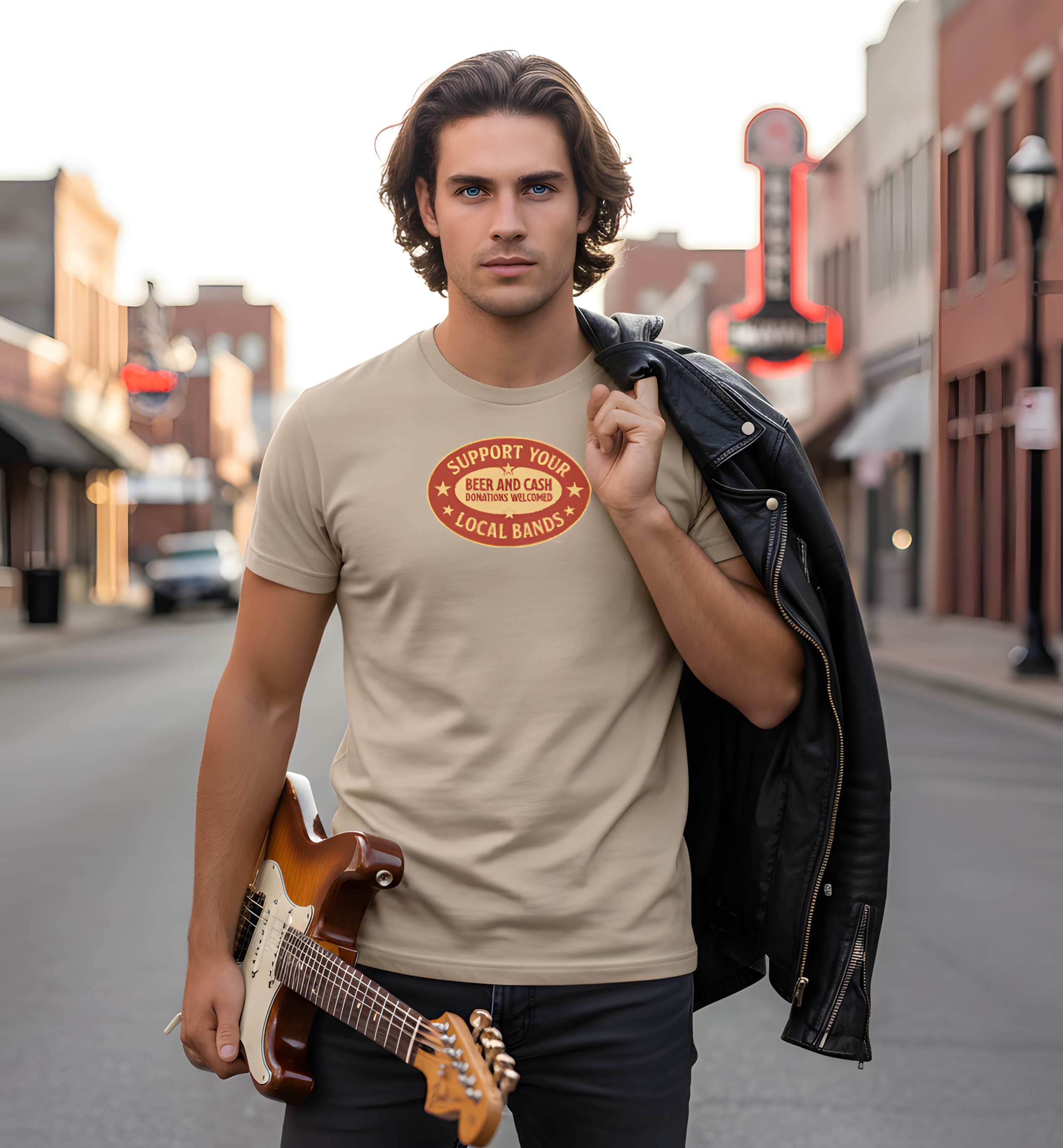"Support Your Local Bands" Tee — Cash & Beer Donations Welcomed Retro Music Shirt product thumbnail image "Support Your Local Bands" Tee — Cash & Beer Donations Welcomed Retro Music Shirt product thumbnail image