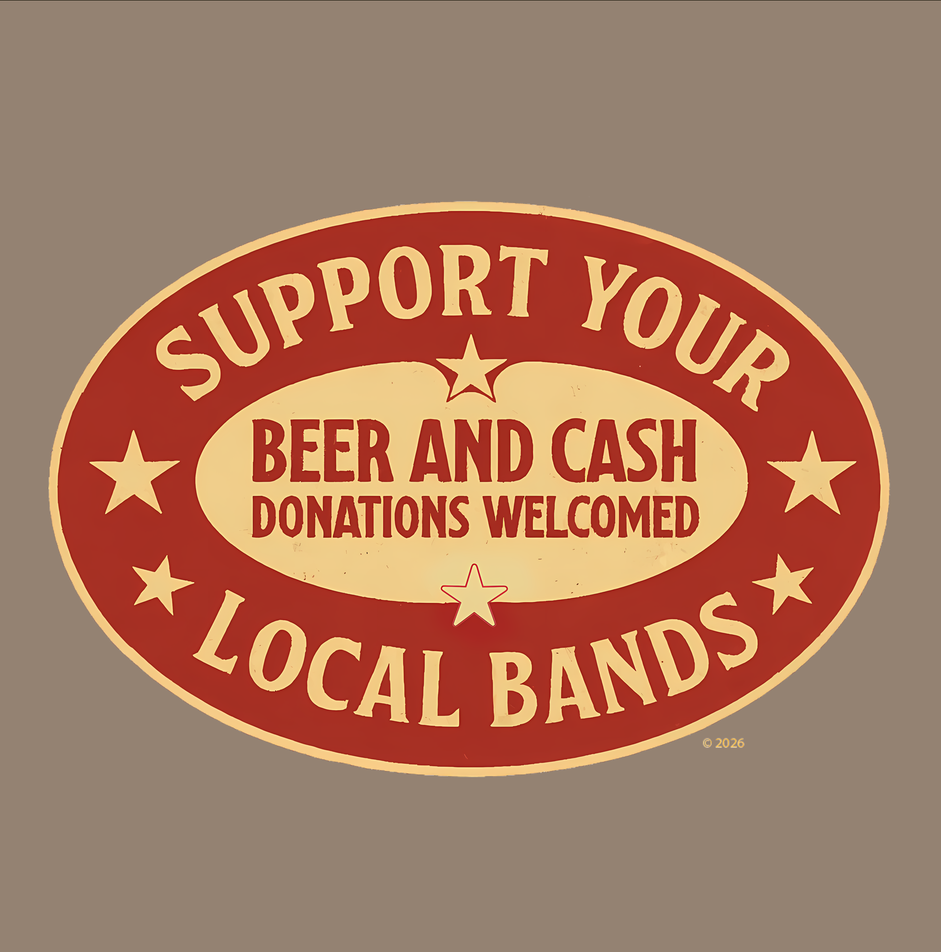 "Support Your Local Bands" Tee — Cash &amp; Beer Donations Welcomed Retro Music Shirt product thumbnail image