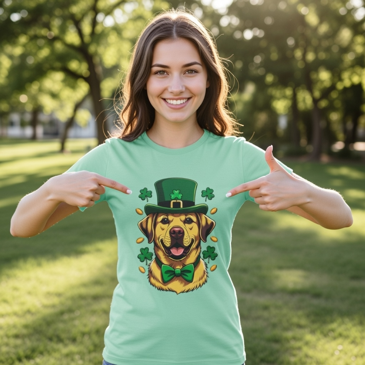 Yellow Lab Men’s St. Patrick’s Day Shirt – Lucky Dog Tee product thumbnail image