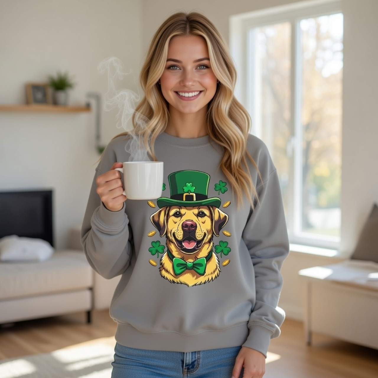 Yellow Lab Sweatshirt – St. Patrick’s Day Dog Crewneck | Lucky Lab Edition product thumbnail image Yellow Lab Sweatshirt – St. Patrick’s Day Dog Crewneck | Lucky Lab Edition product thumbnail image