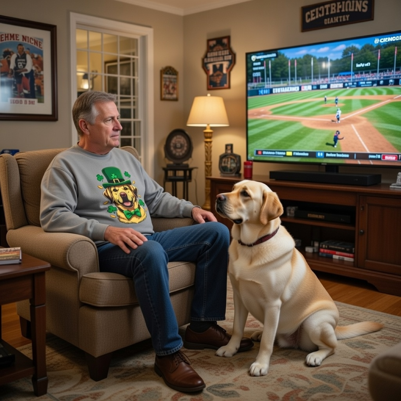Yellow Lab Sweatshirt – St. Patrick’s Day Dog Crewneck | Lucky Lab Edition product thumbnail image